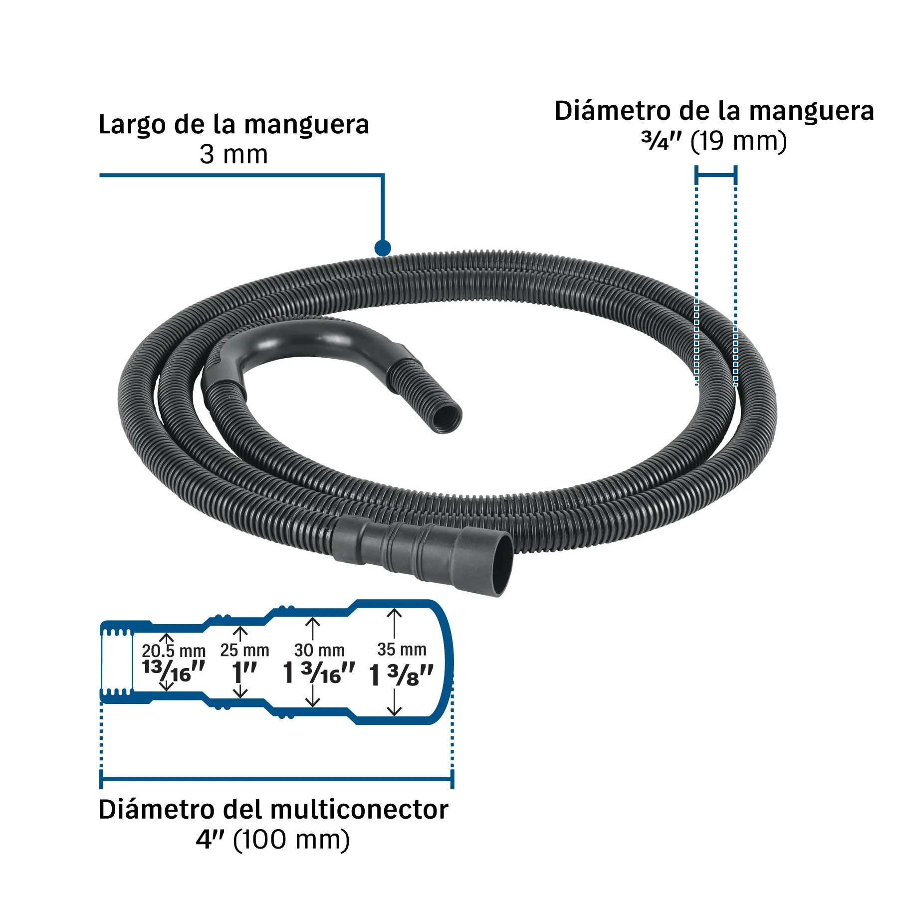 Manguera de desagüe para lavadora 3/4 " 3 m Foset
