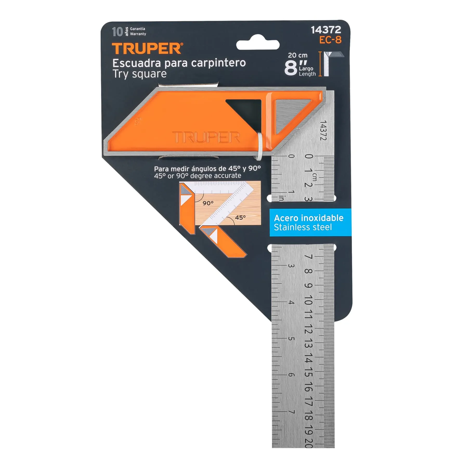 Escuadra 8 " (20 cm) Truper Mango de aluminio Para carpintero