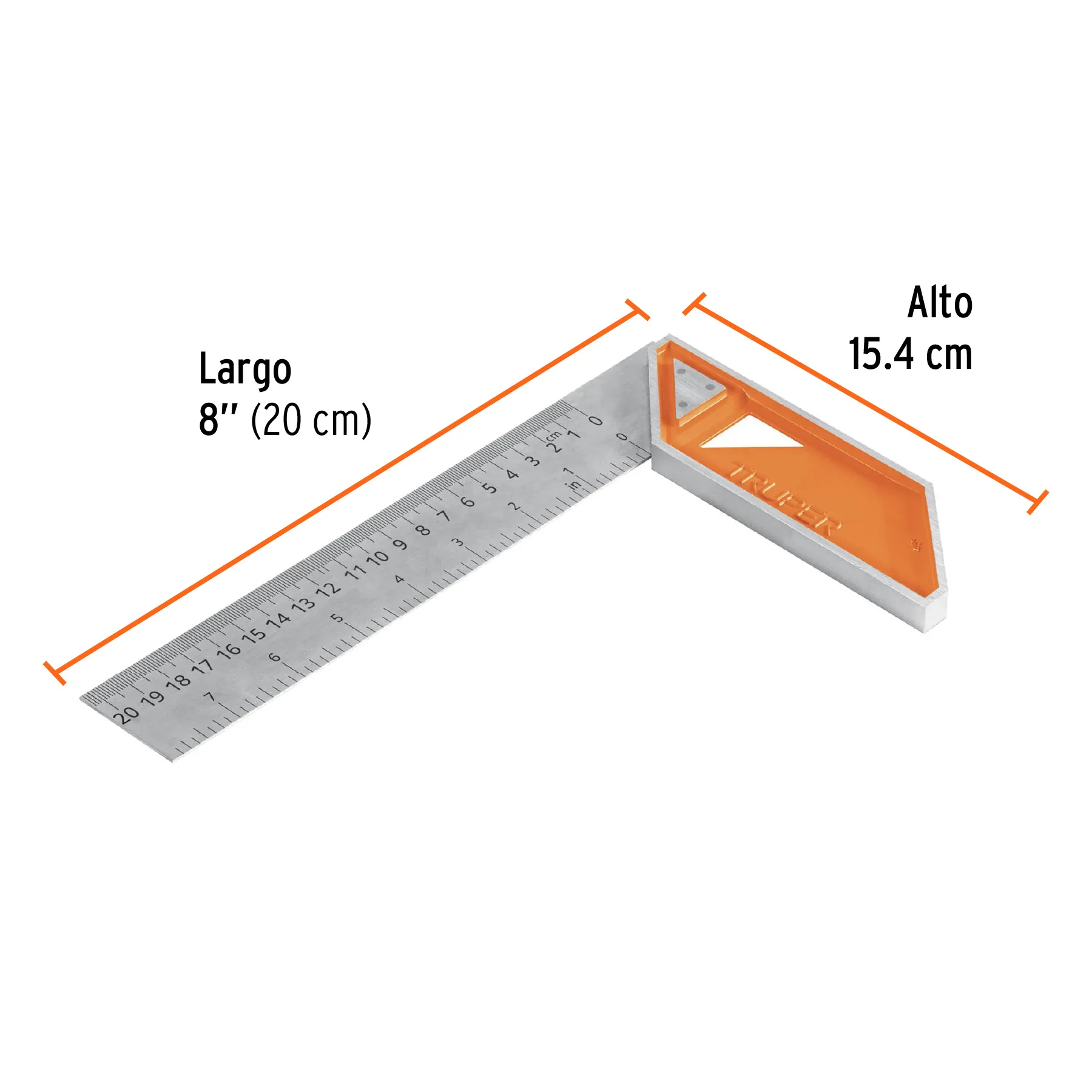 Escuadra 8 " (20 cm) Truper Mango de aluminio Para carpintero