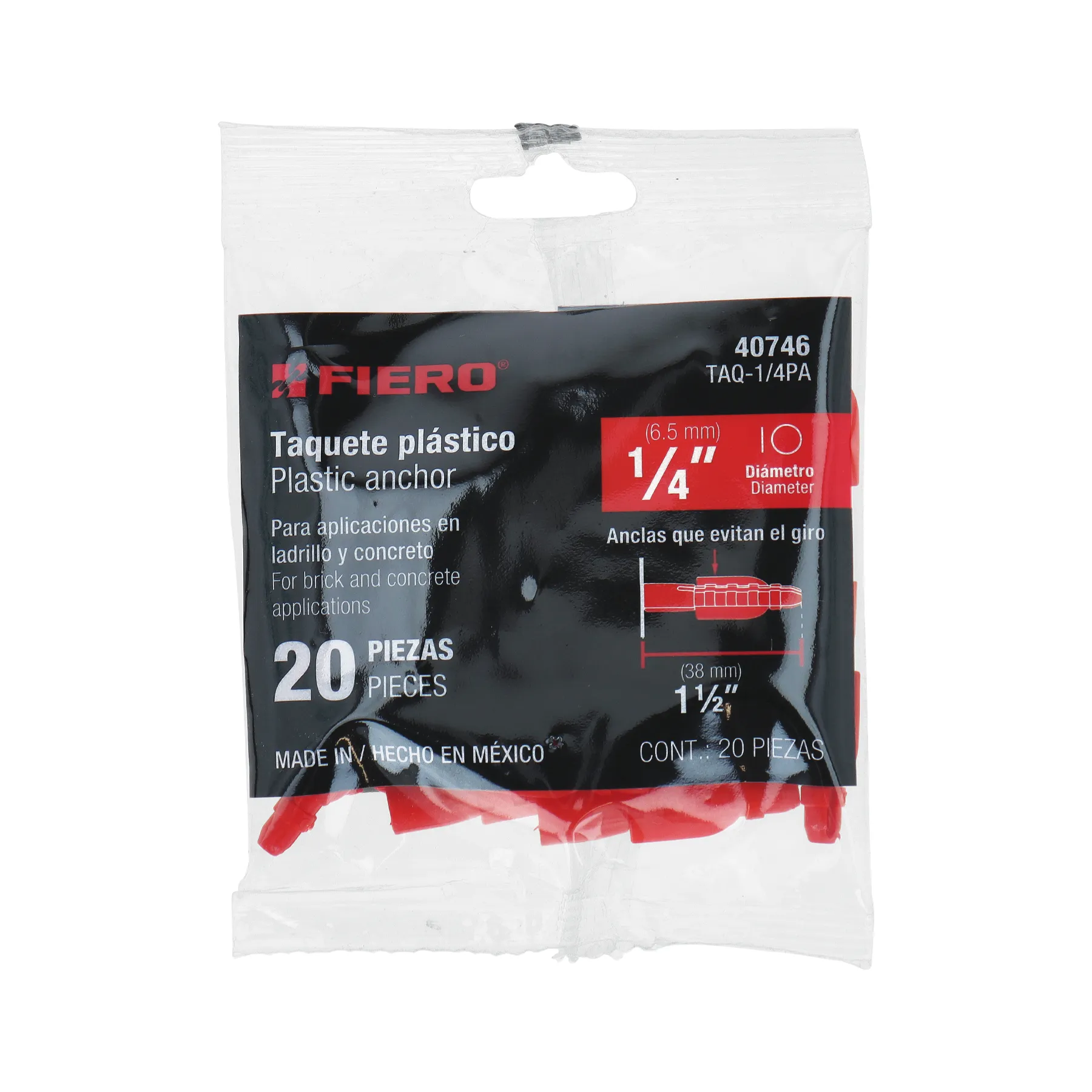 Taquete de plastico