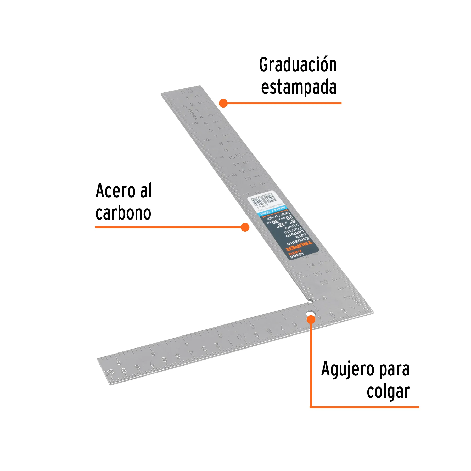 Escuadra 8 " x 12 " (20 cm x 30 cm) Truper Para cantero