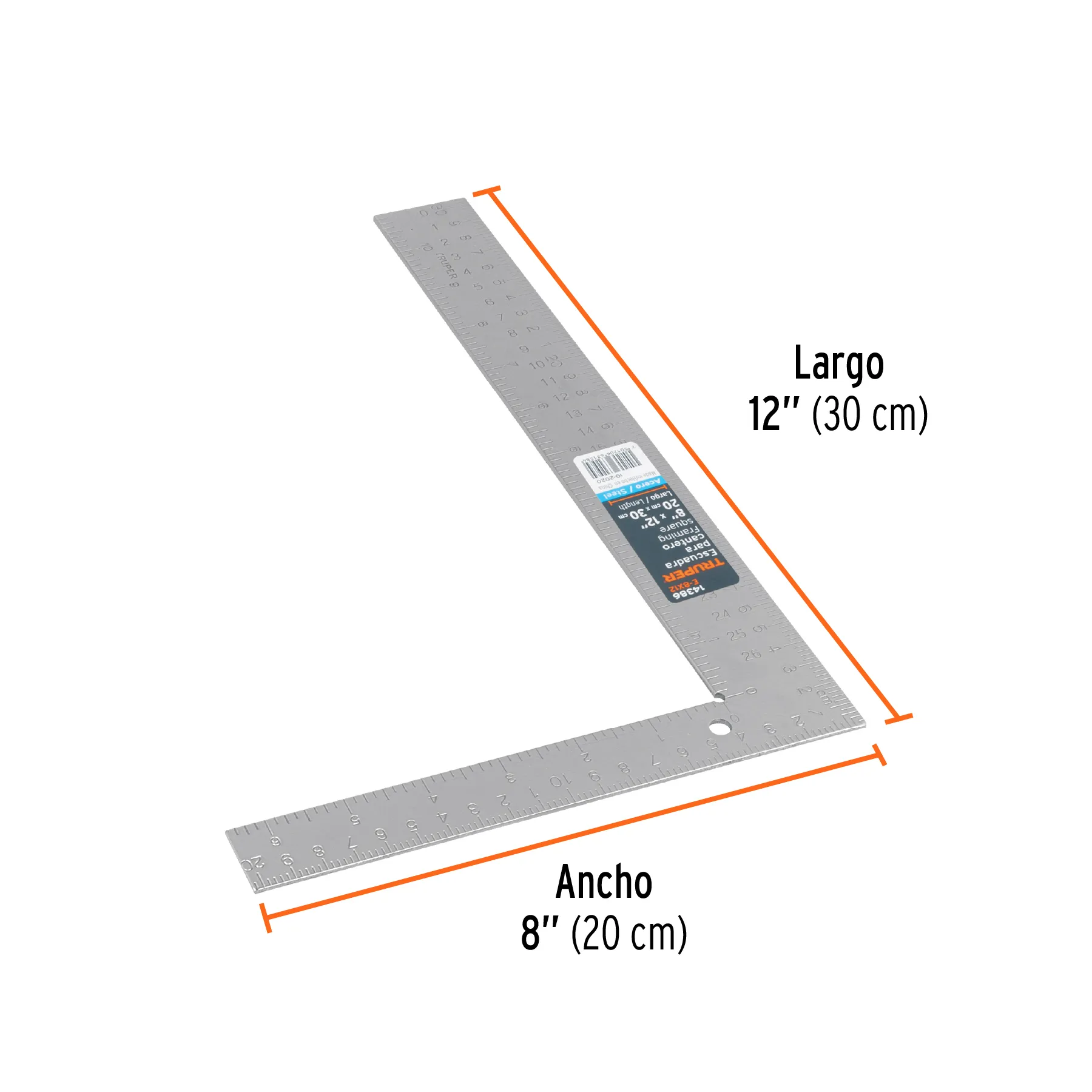Escuadra 8 " x 12 " (20 cm x 30 cm) Truper Para cantero
