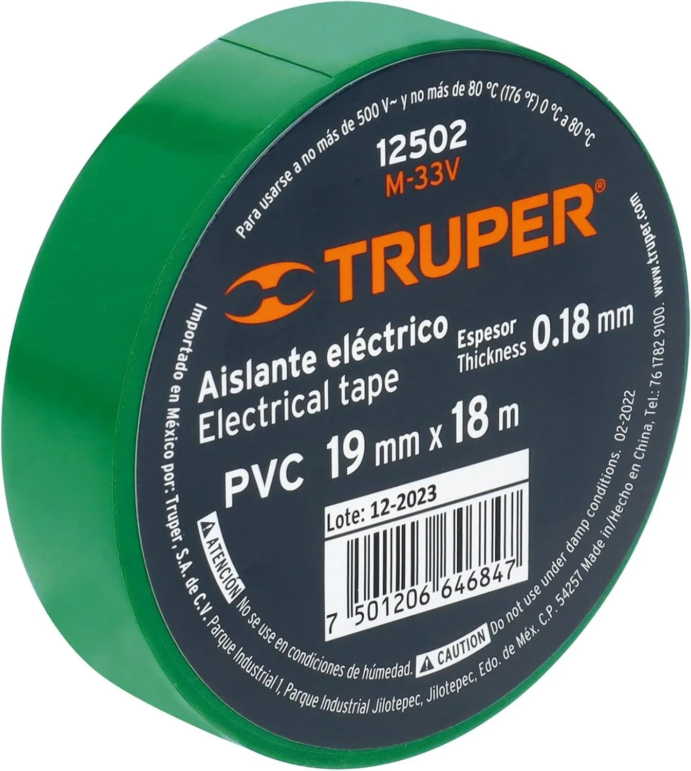 Cinta de aislar Verde Truper