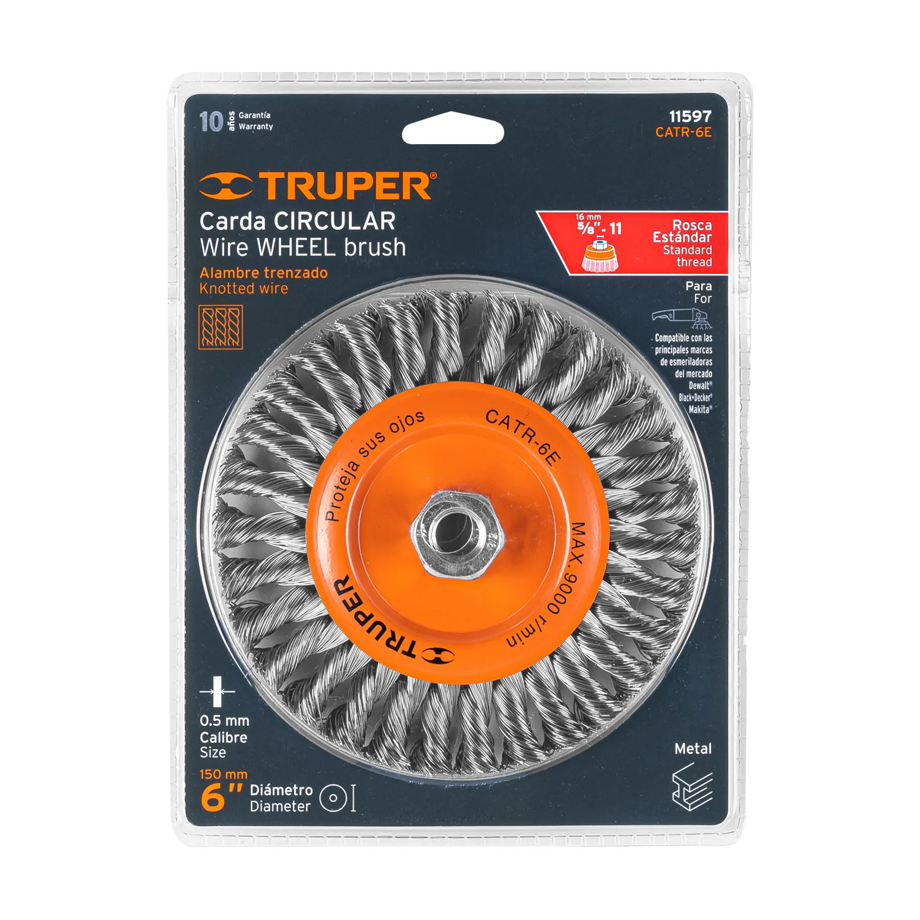 Carda circular para esmeriladora 6 " Truper Trenzada