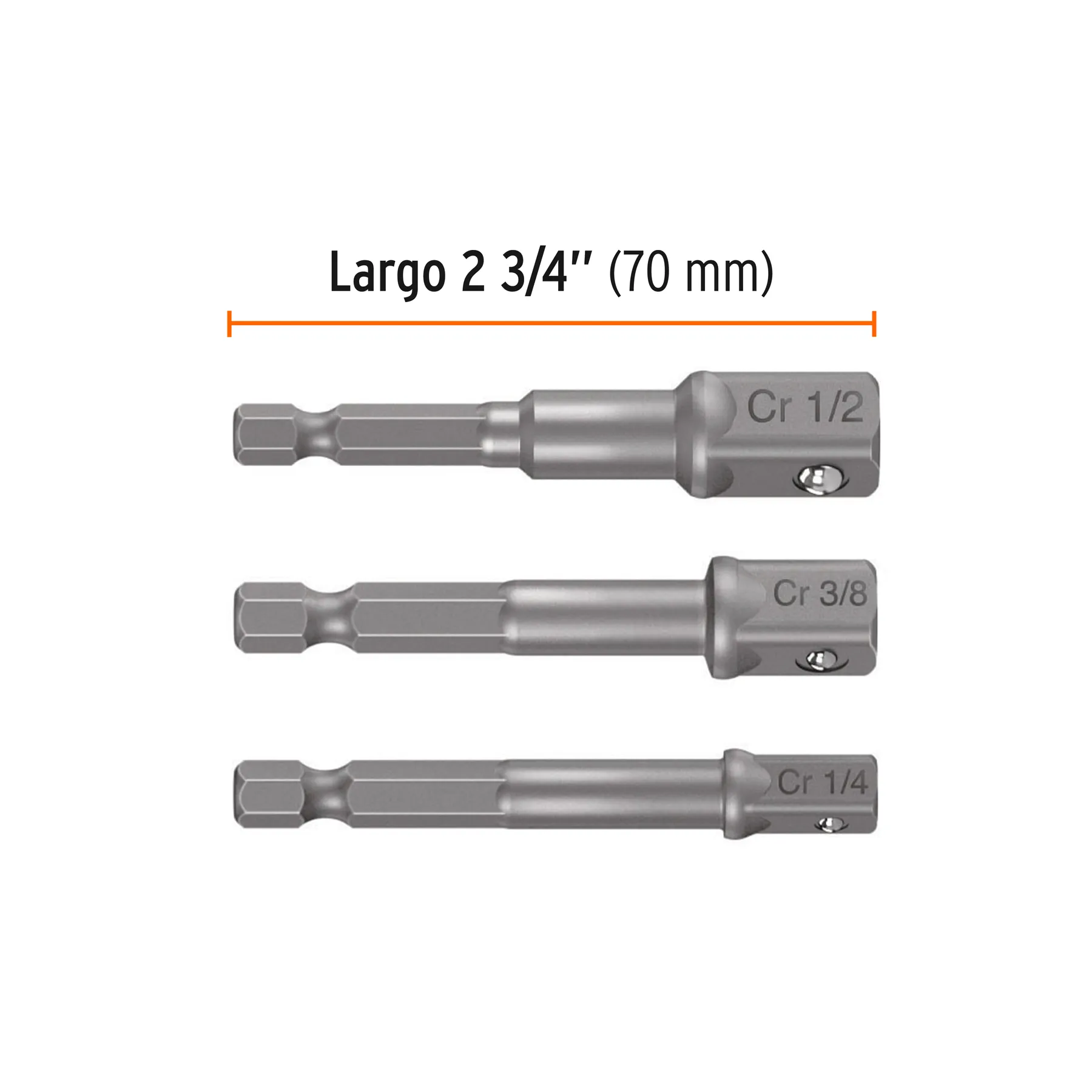 Juego de adaptadores de dado para taladro Corto (2-3/4 ") (70 mm) Truper