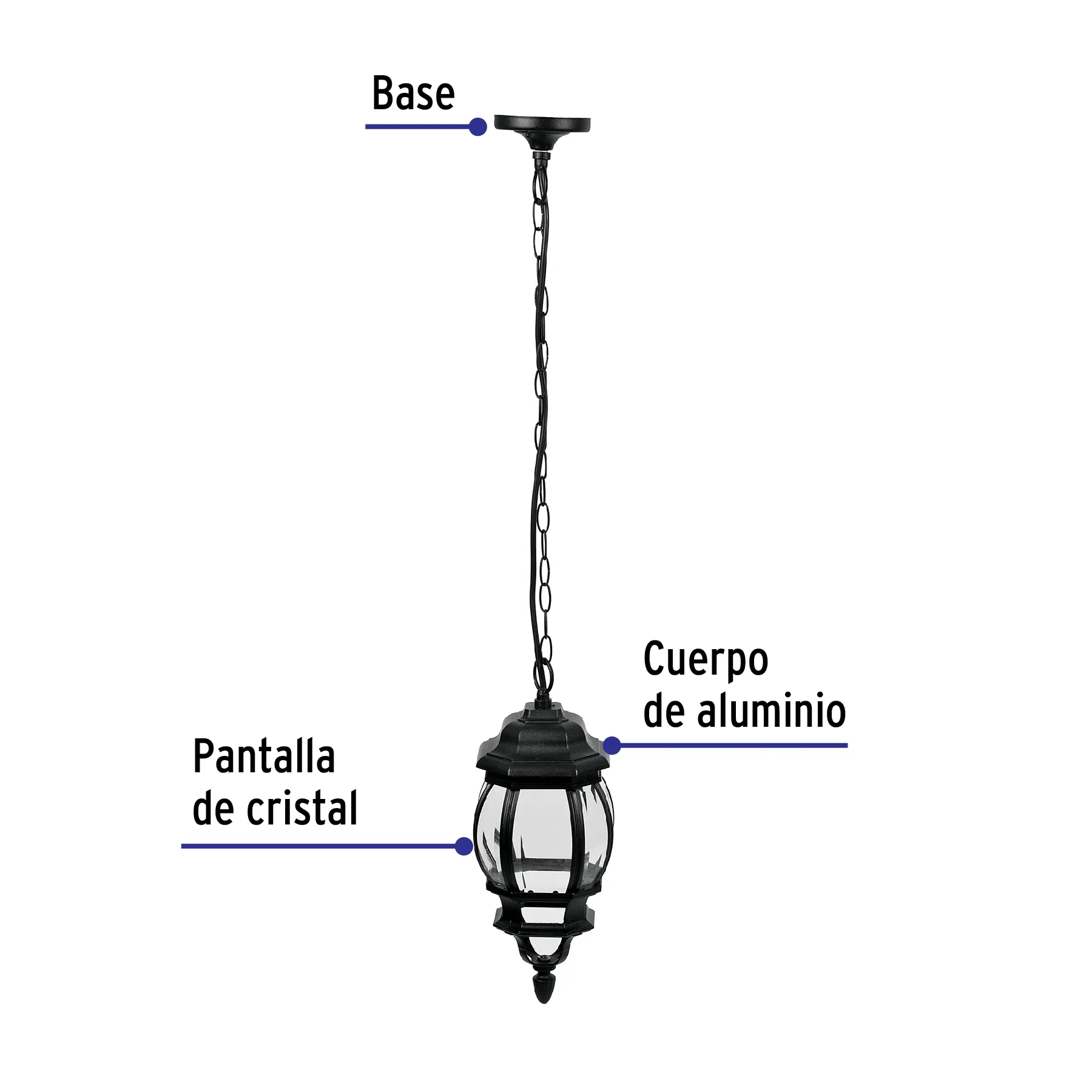 Farol (Arbotante) Negro Volteck Colgante