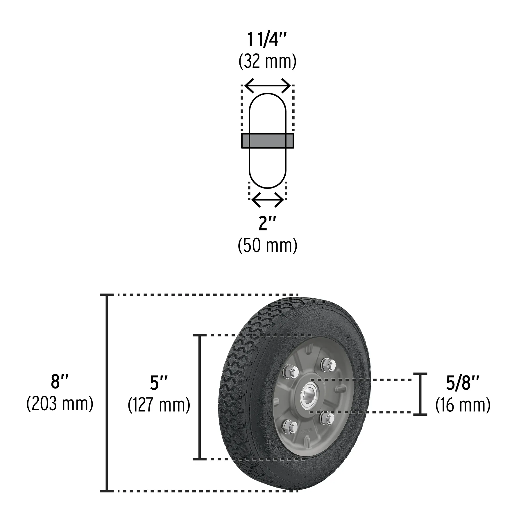Rueda para diablo 8 " Pretul Doble balero