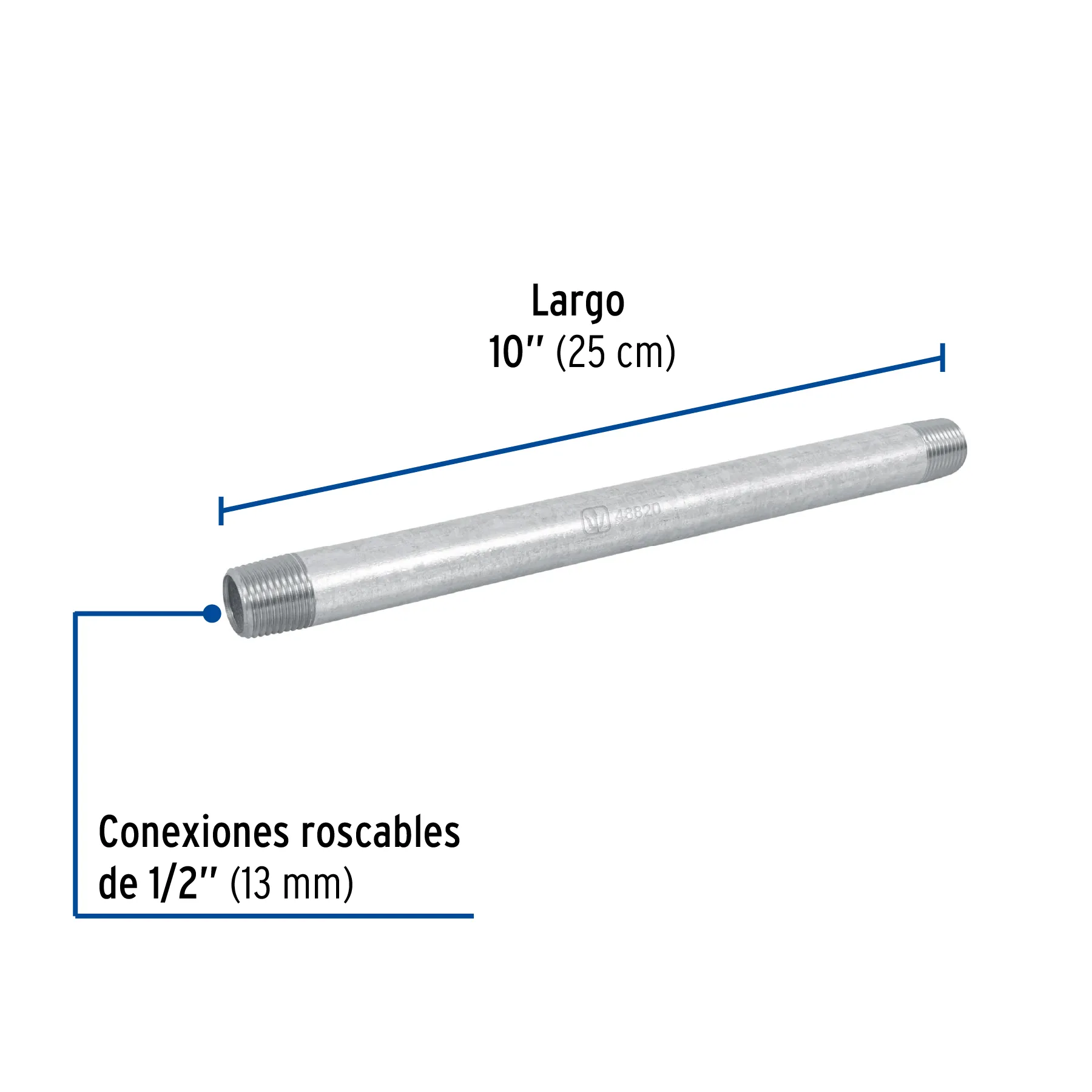 Niple galvanizado 1/2 " 10 " (25 cm) Foset