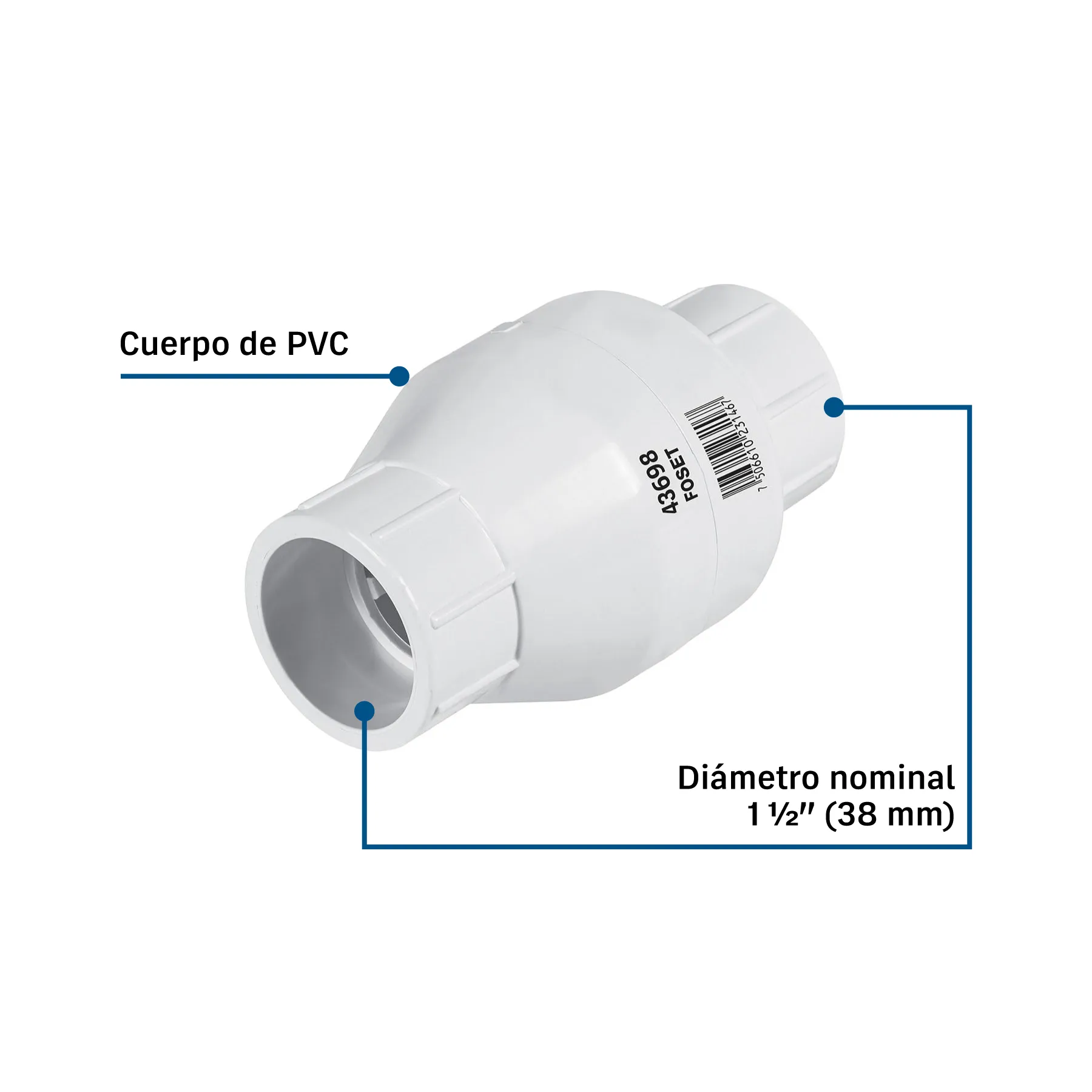 Válvula check Cementable Foset PVC 1-1/2 "