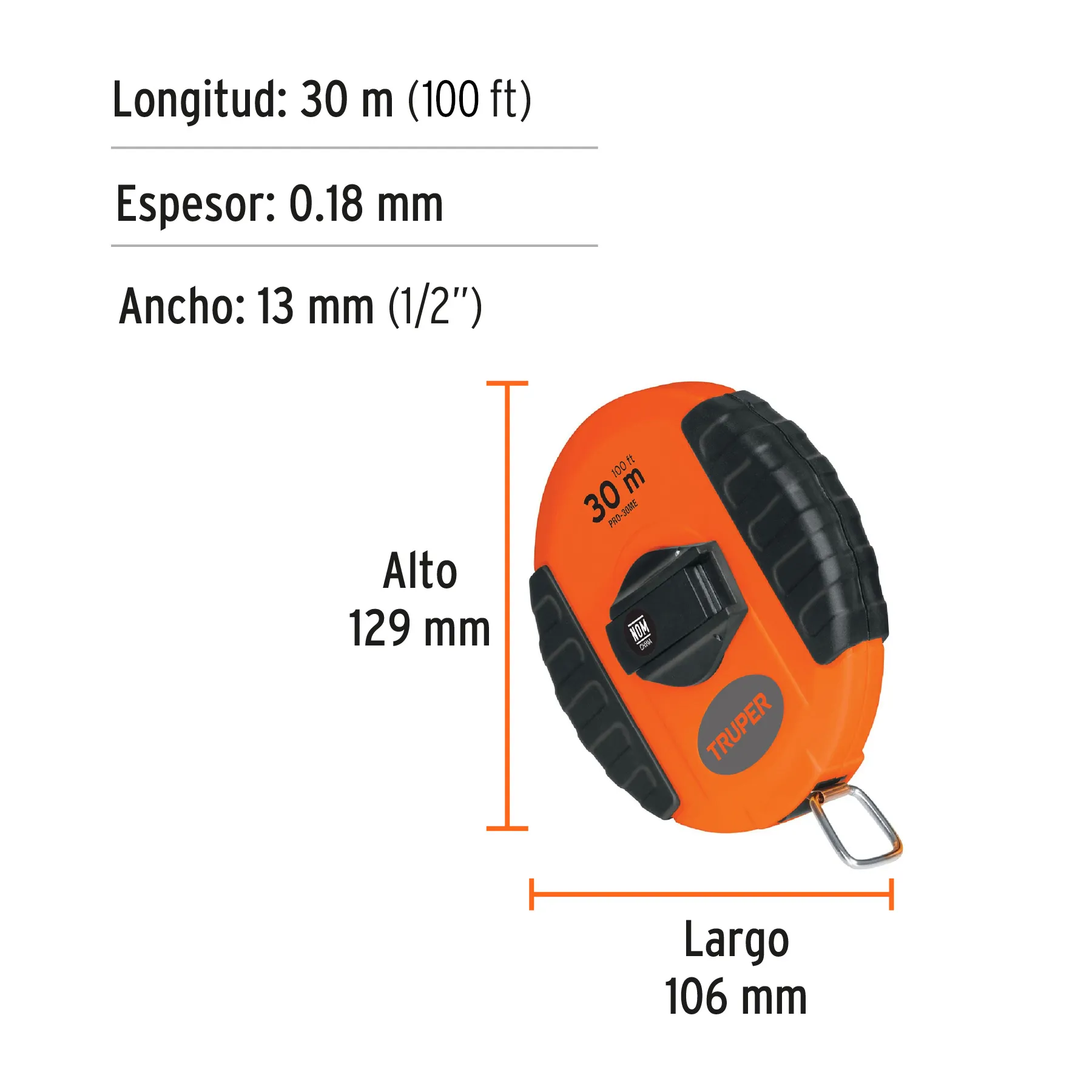 Cintas largas (30 m) Truper Metalica ,carcasa plastica