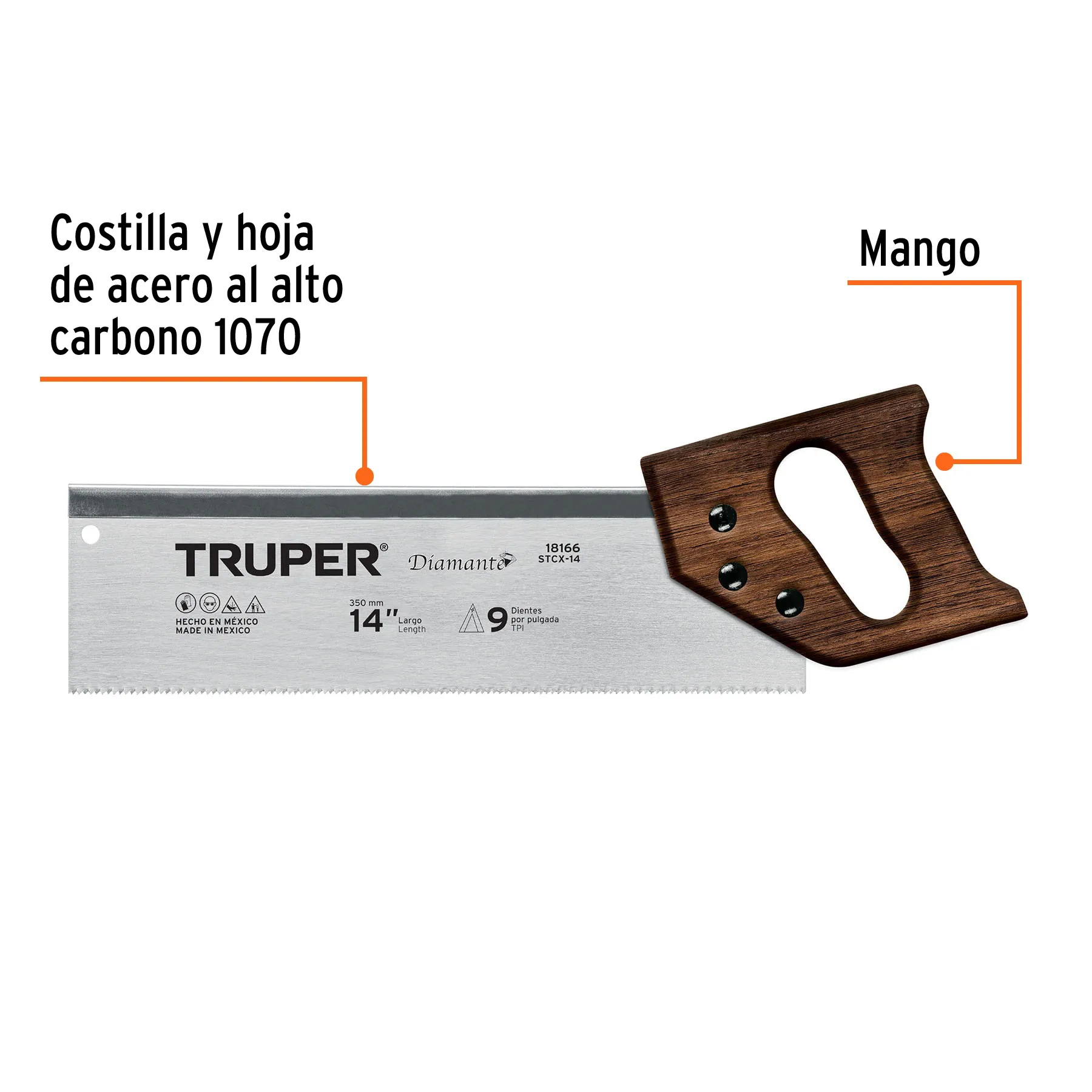 Serrucho 14 " Truper De costilla