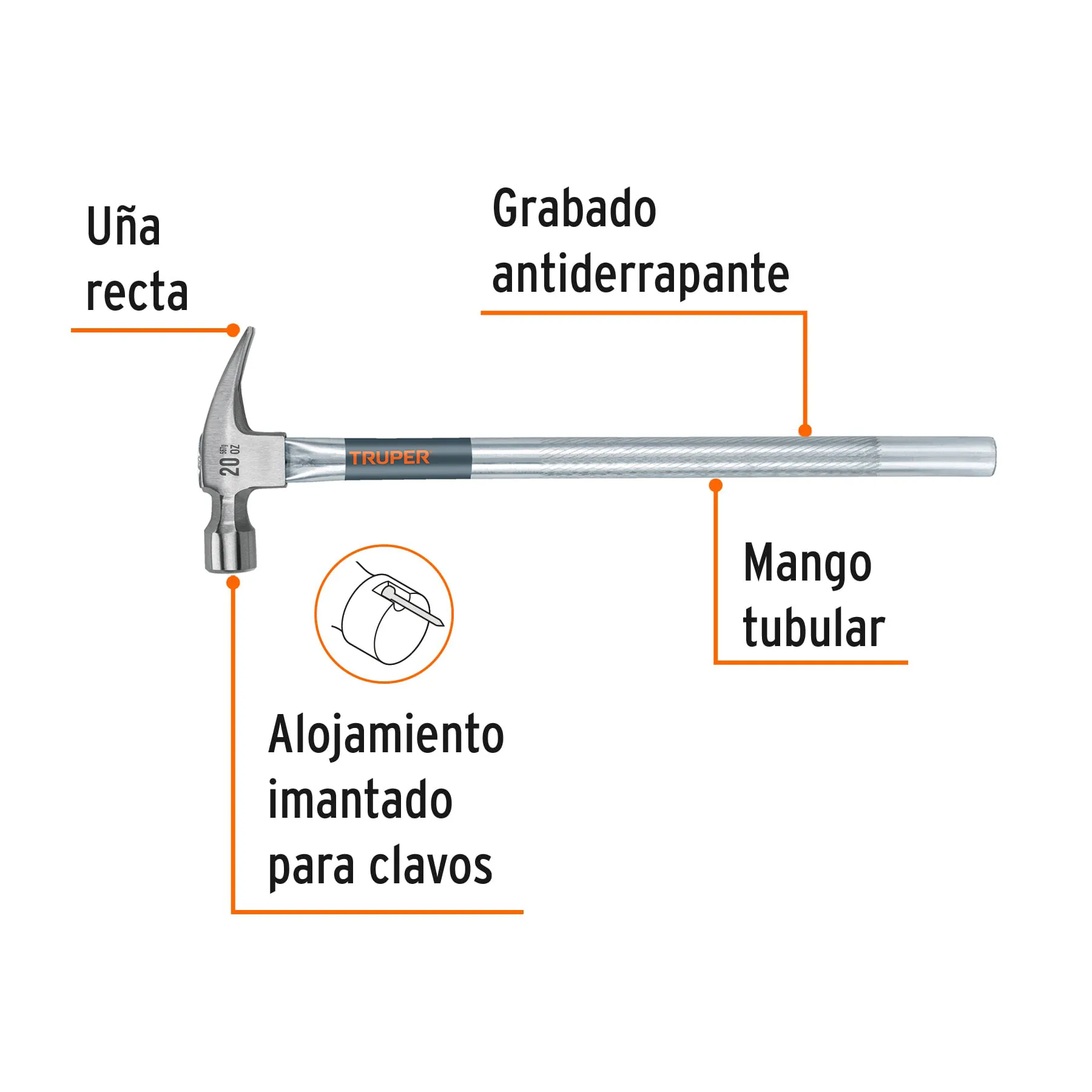 Martillo Truper 20 oz Mango de metal