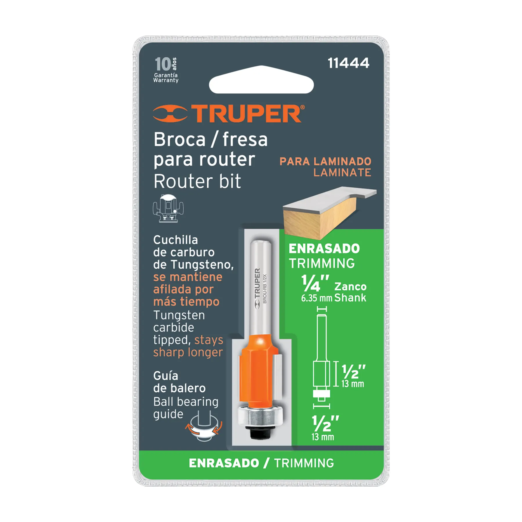 Broca para router 13 mm Truper Corte recto con balero