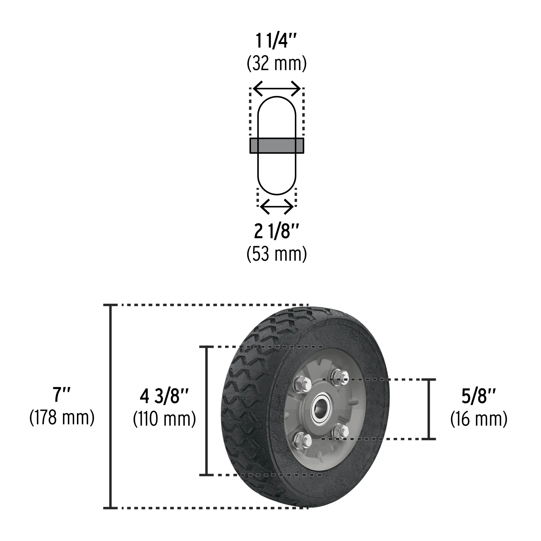 Rueda para diablo 7 " Pretul Doble balero