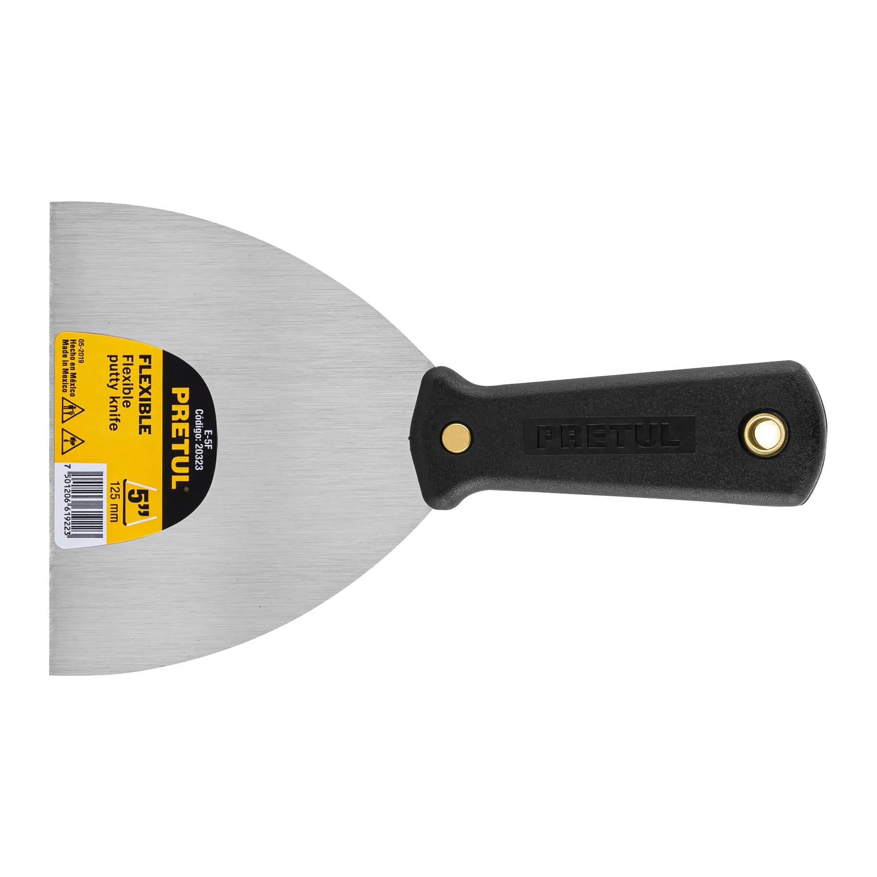 Espatula 5 " Corte diagonal Pretul Hoja de acero Mango plastico Flexible