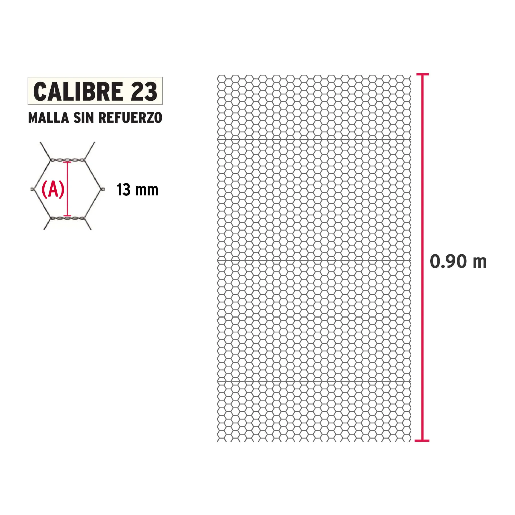 Malla para pollo 0.9 m Por rollo (45 m)