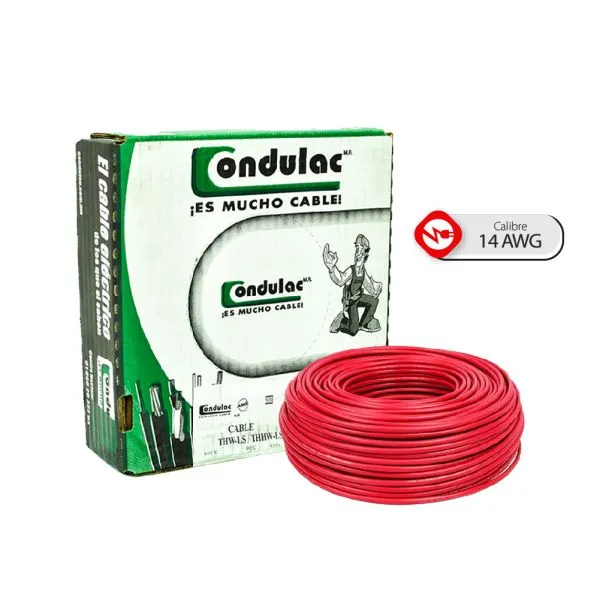 Cable sencillo #14 Rojo Condulact Por caja (100 m)