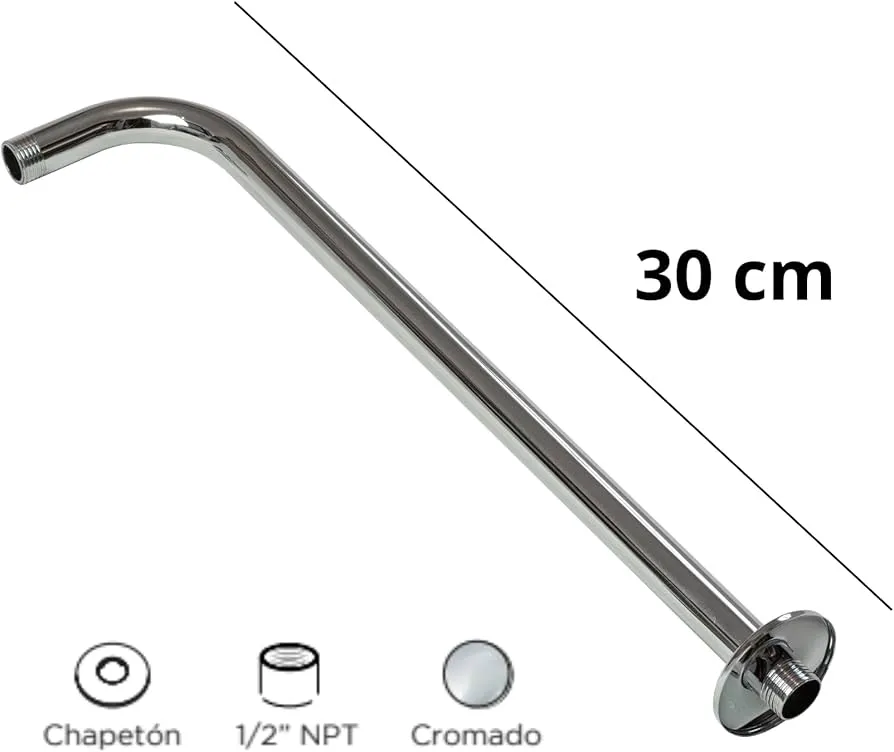 Brazo para regadera Cromado 30 cm Solvex