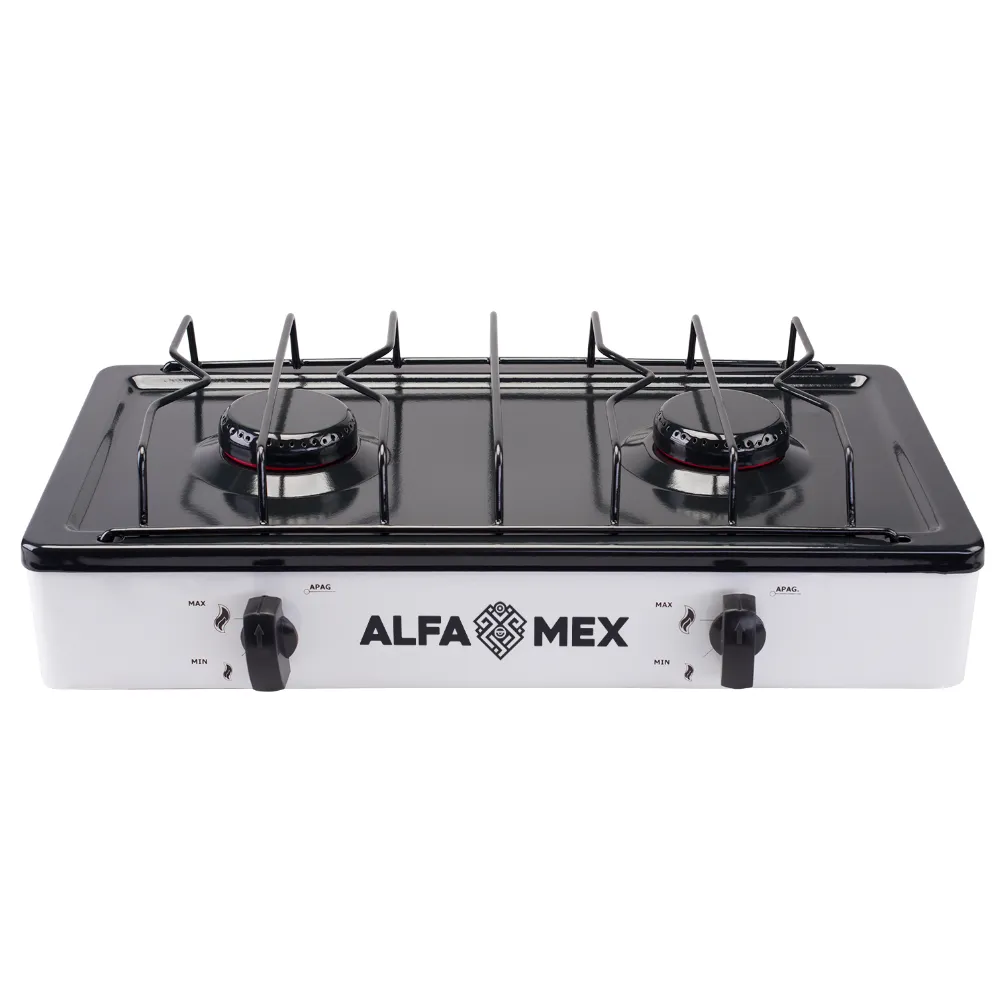 Estufa de mesa Blanca Alfa-mex 2 quemadores