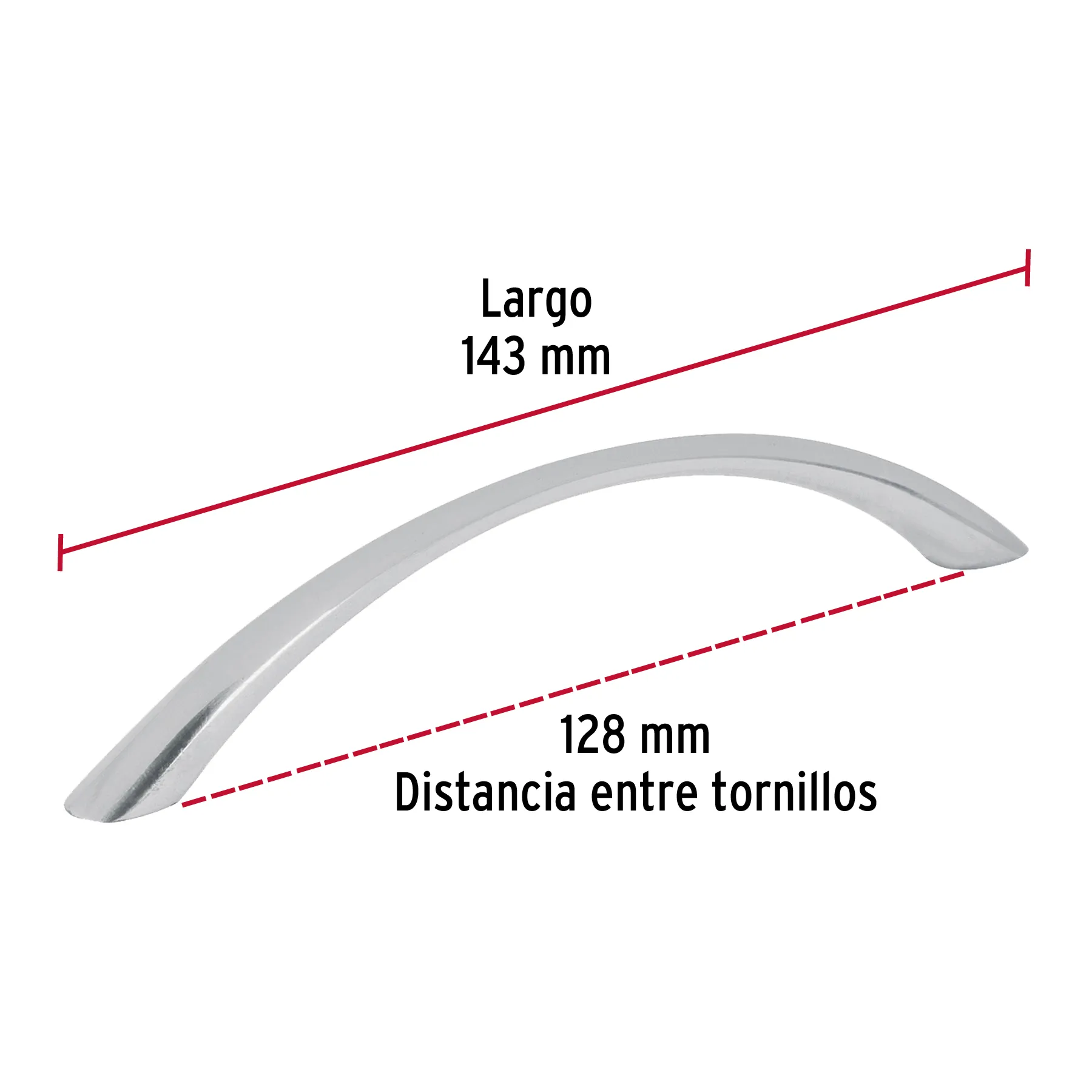 Jaladera metalica para puerta Cromado Hermex
