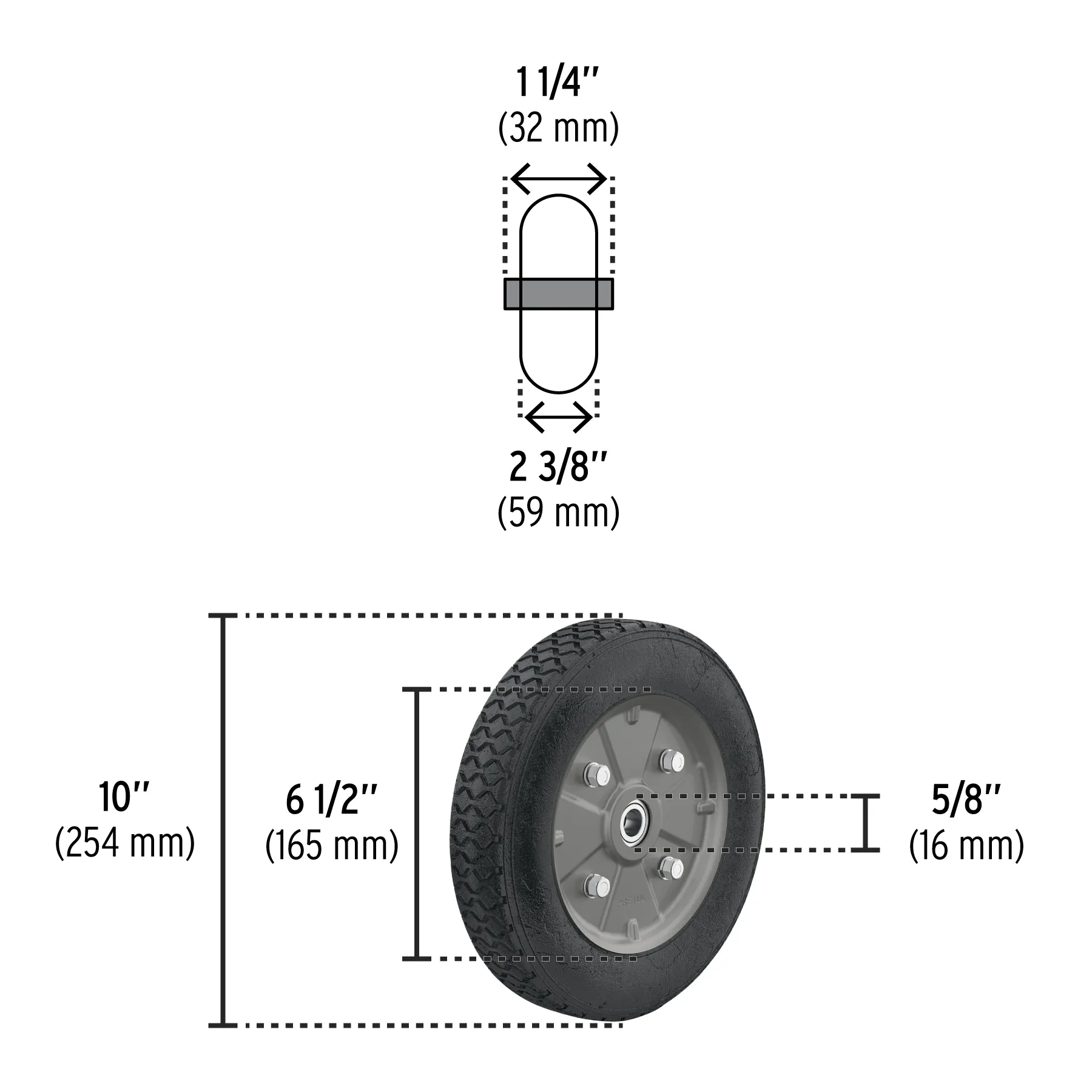 Rueda para diablo 10 " Pretul Doble balero