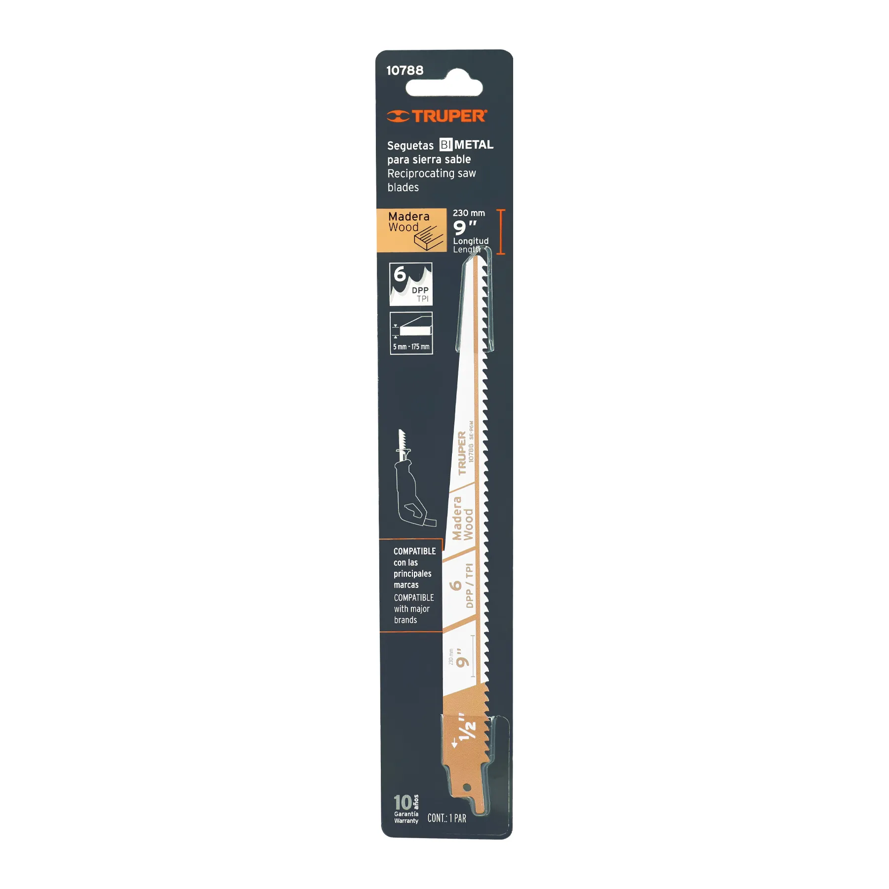 Segueta para sierra sable 9 " Truper Blister ( 2 pz ) Para madera