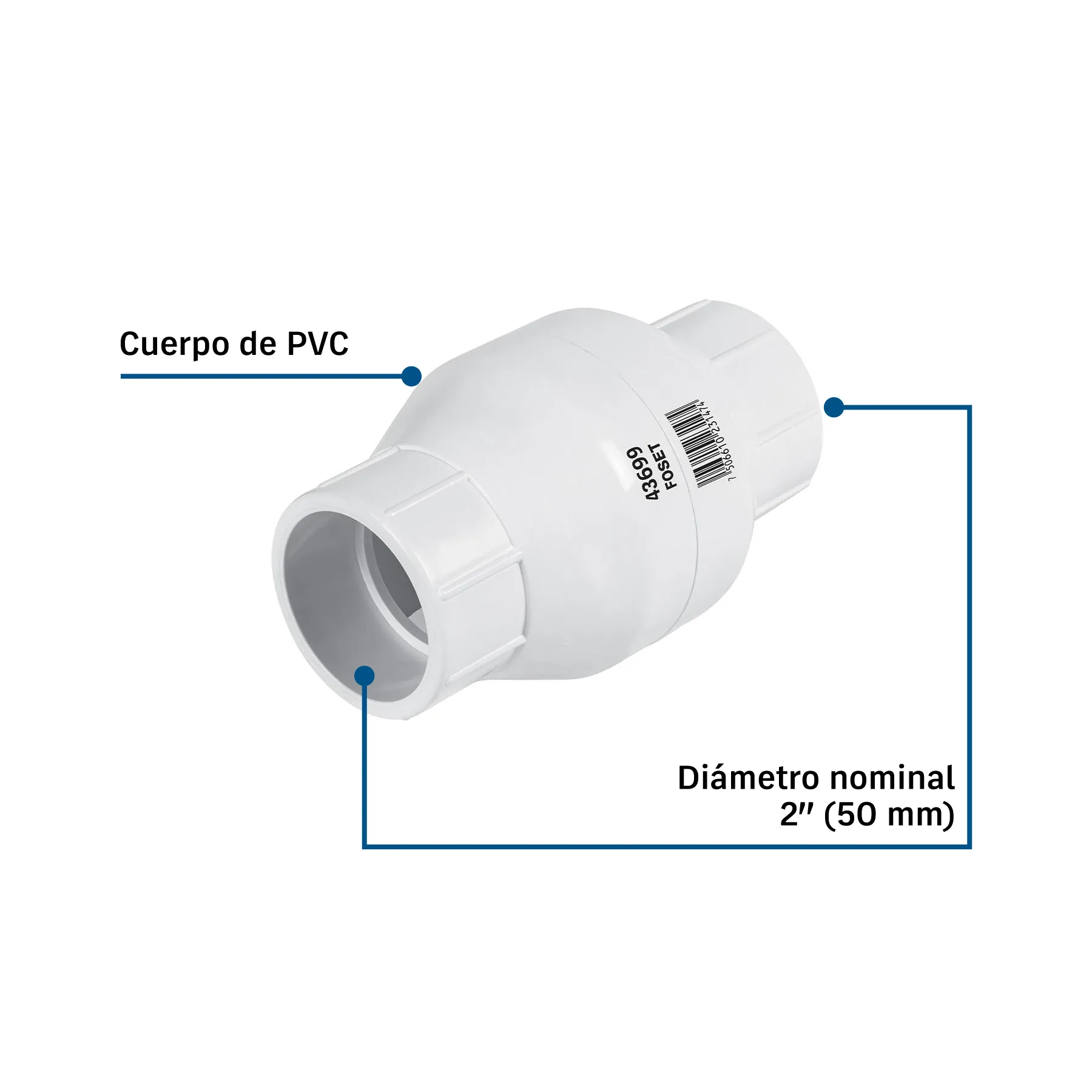 Válvula check Cementable Foset PVC 2 "