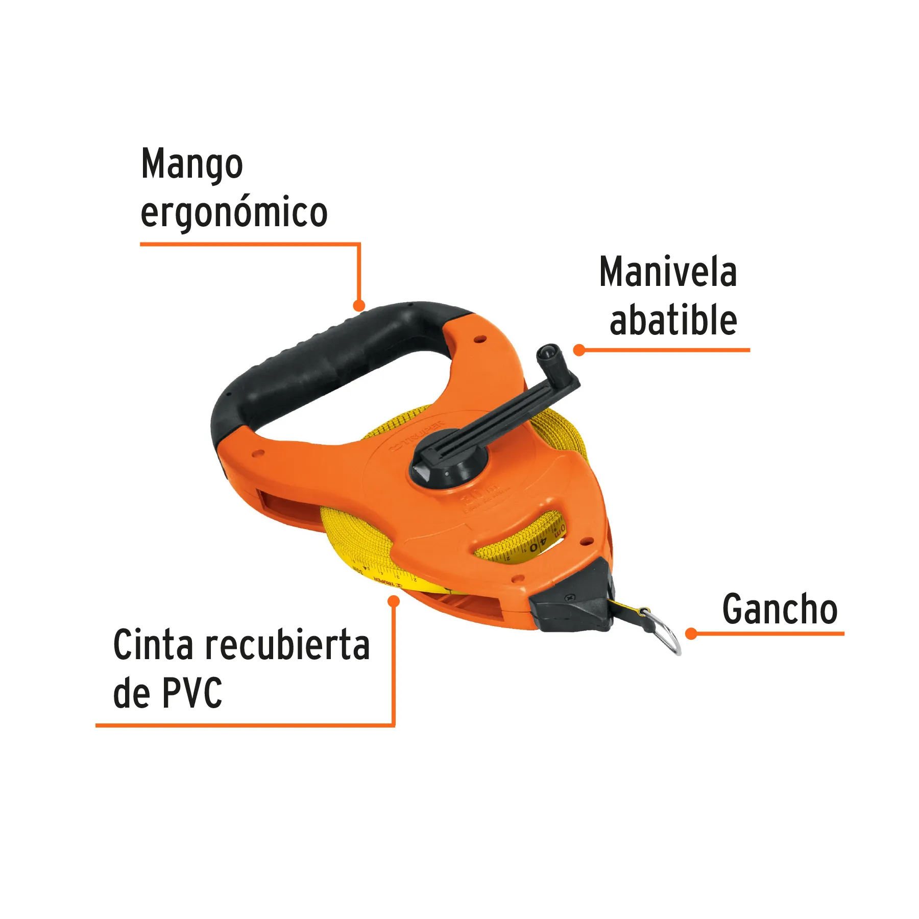 Cintas largas (30 m) Truper De Fibra de vidrio ,tipo cruceta