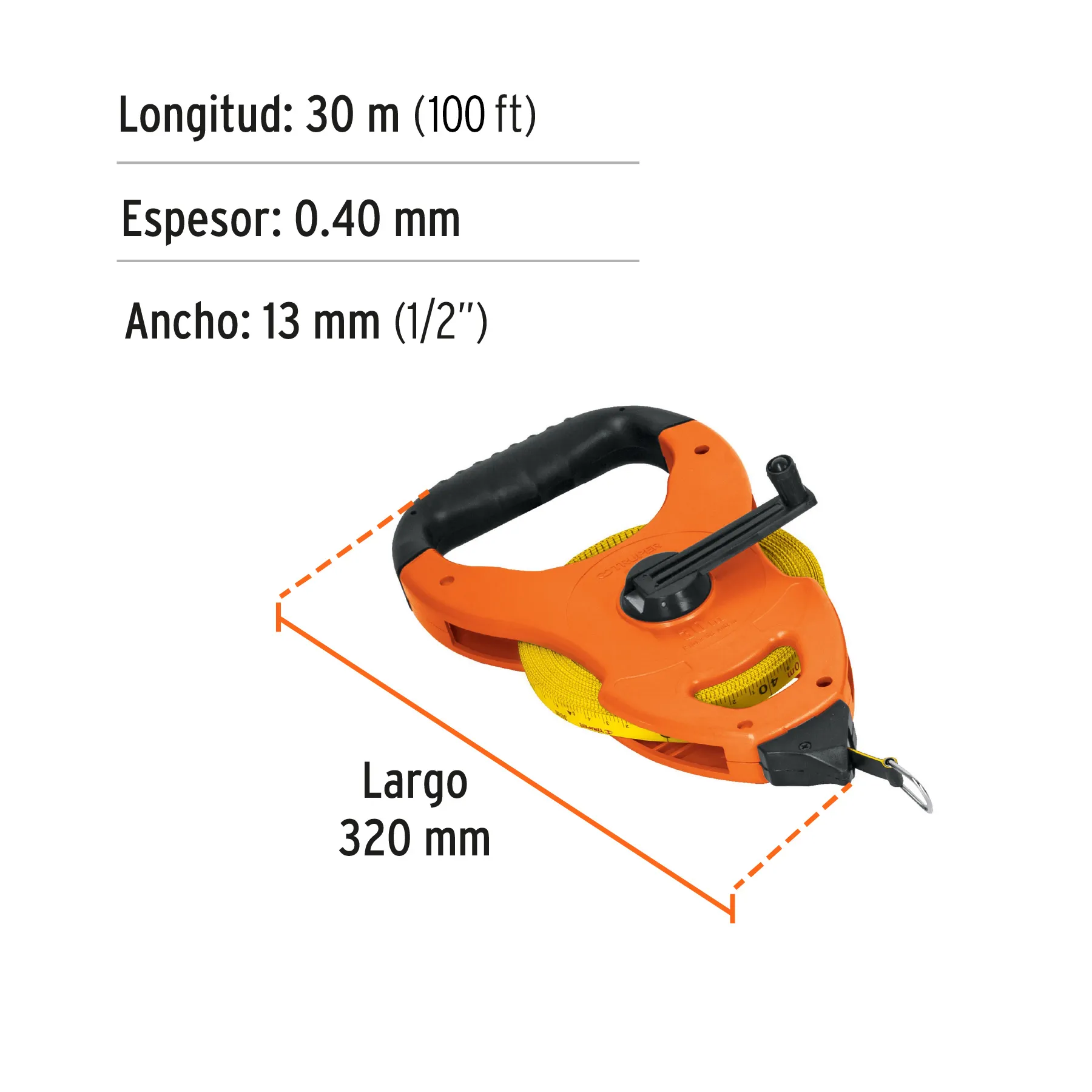 Cintas largas (30 m) Truper De Fibra de vidrio ,tipo cruceta