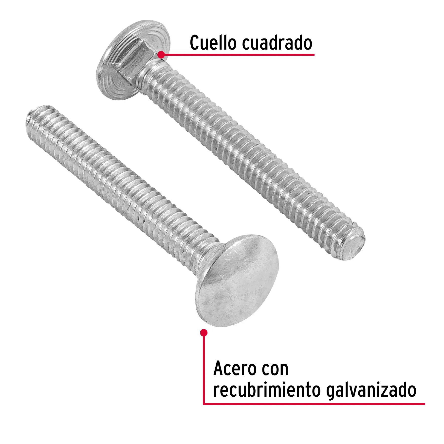Tornillo tipo coche 1/4 " 2 " Fiero por bolsa 60 pz