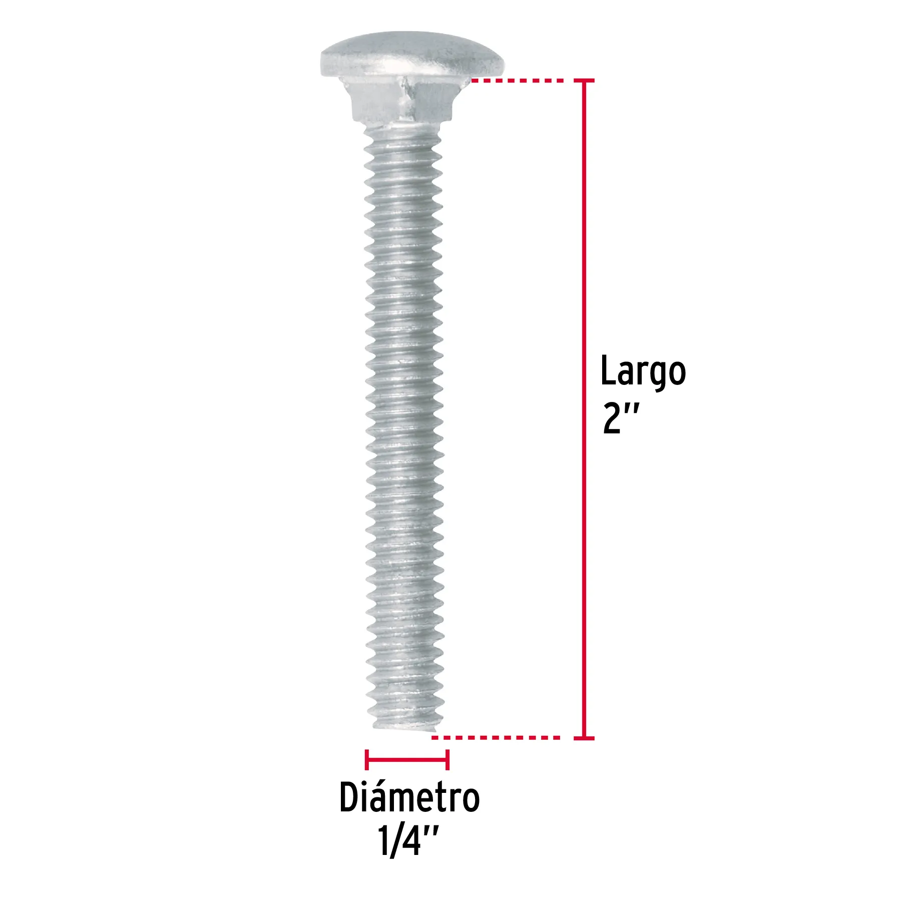 Tornillo tipo coche 1/4 " 2 " Fiero por bolsa 60 pz