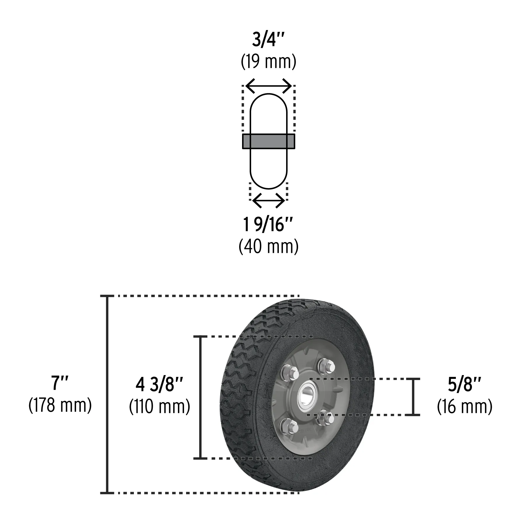 Rueda para diablo 7 " Pretul 1 balero