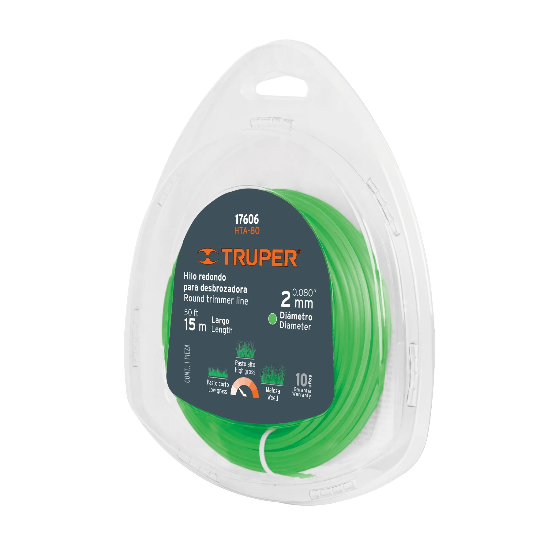 Hilo para desbrozadora  2 mm Verde Truper