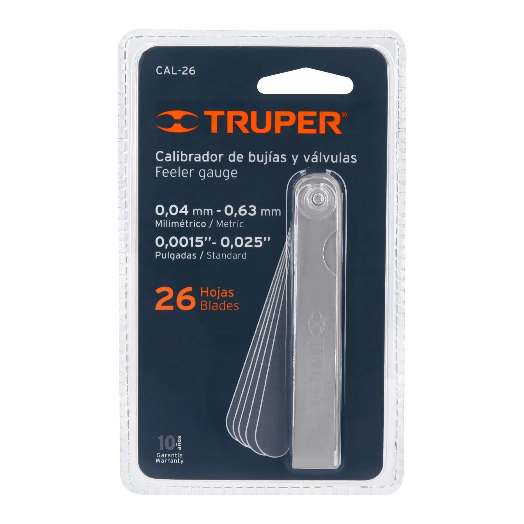 Calibrador de bujías de hojas Truper 26 hojas