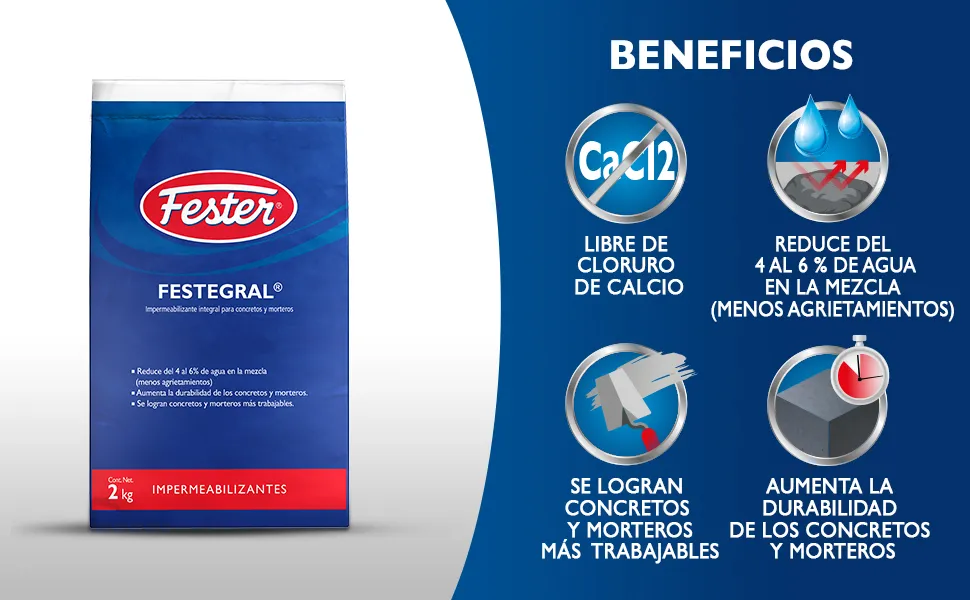 Impermeabilizante para concreto 2 Kg Fester Festergral