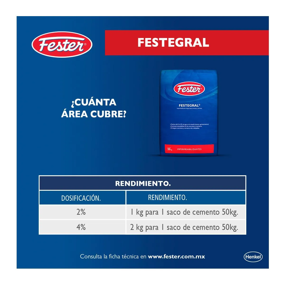 Impermeabilizante para concreto 2 Kg Fester Festergral