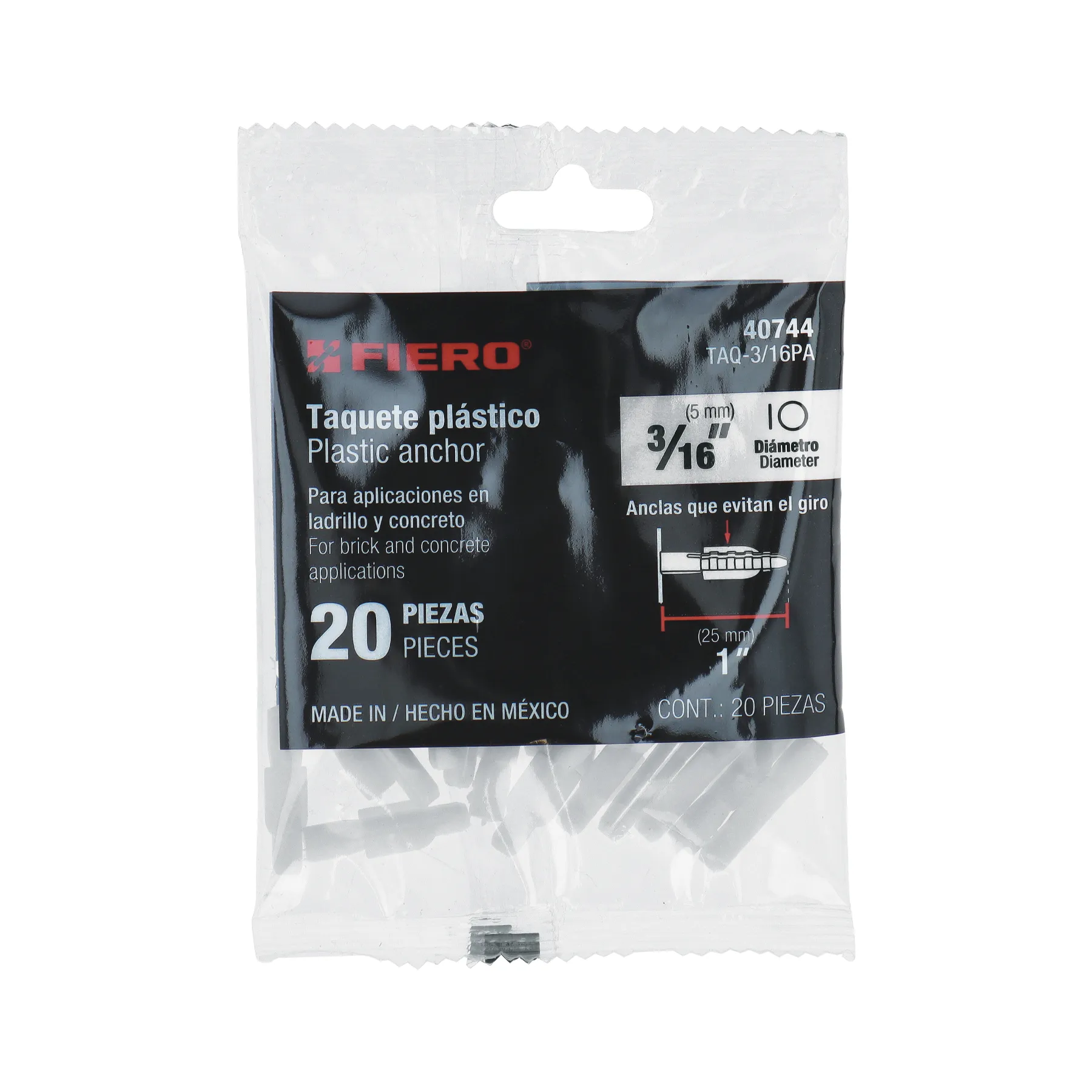 Taquete de plastico