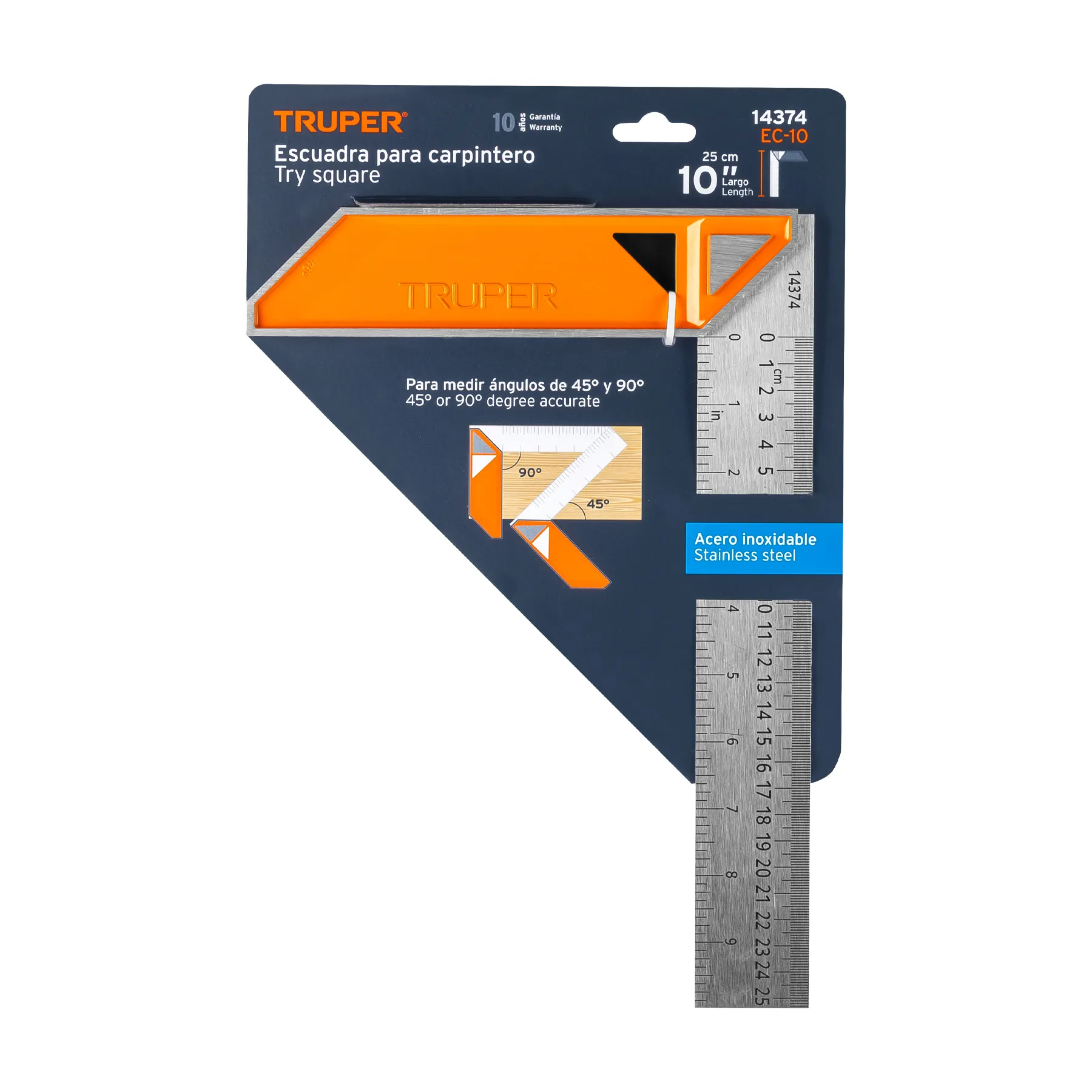 Escuadra 10 " (25 cm) Truper Mango de aluminio Para carpintero