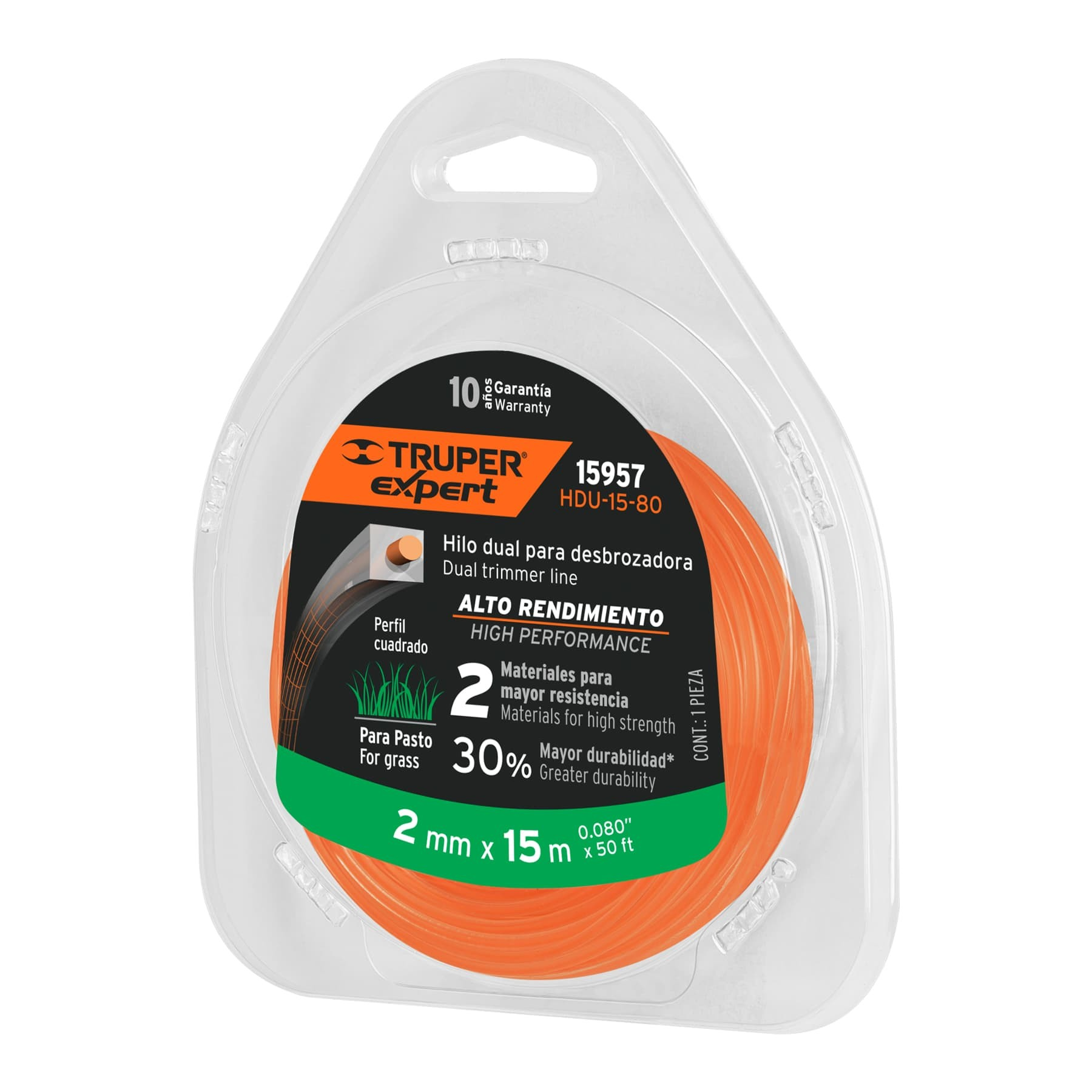 Hilo para desbrozadora  2 mm Naranja Truper Expert