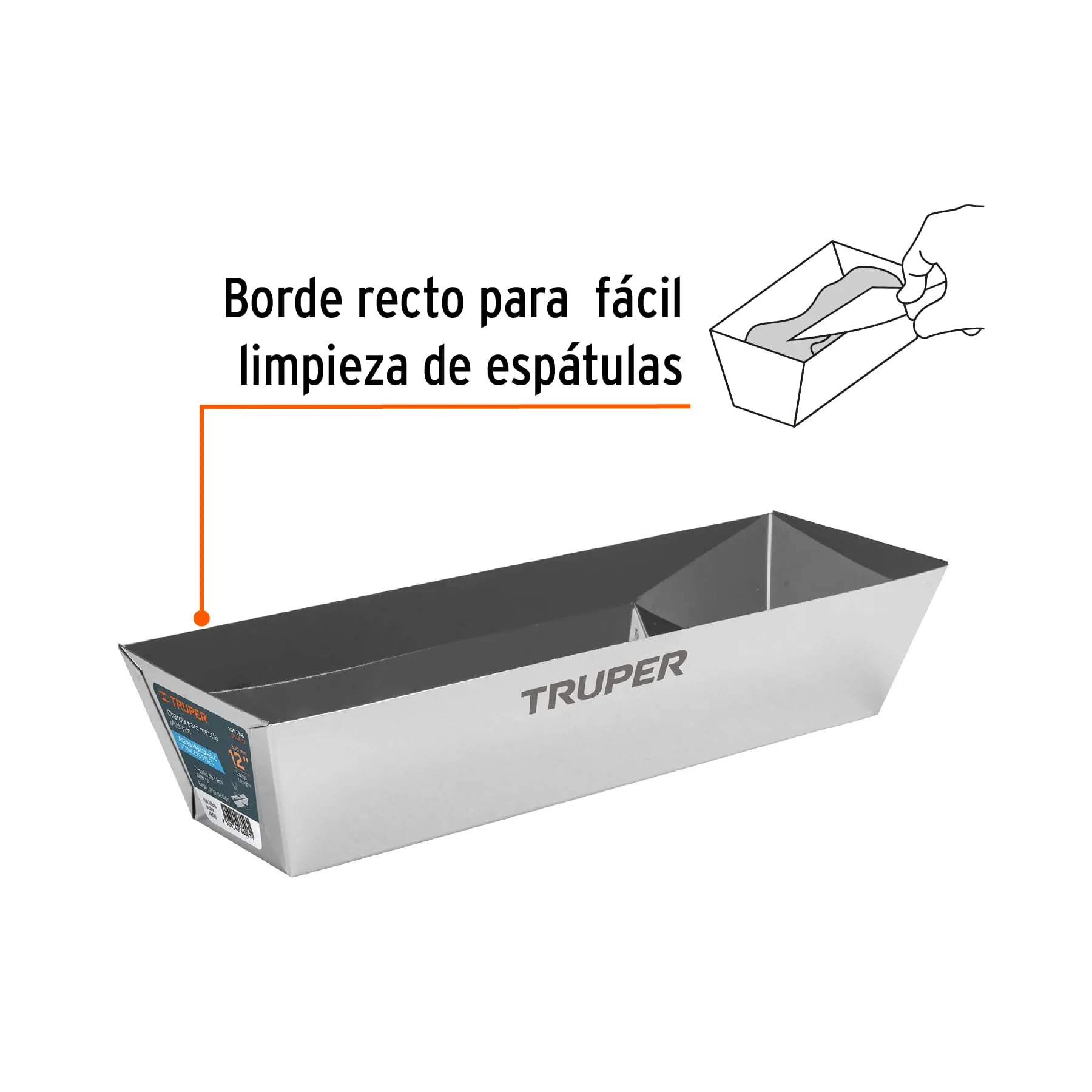 Charola para mezcla Truper Acero inoxidable Largo 36 cm