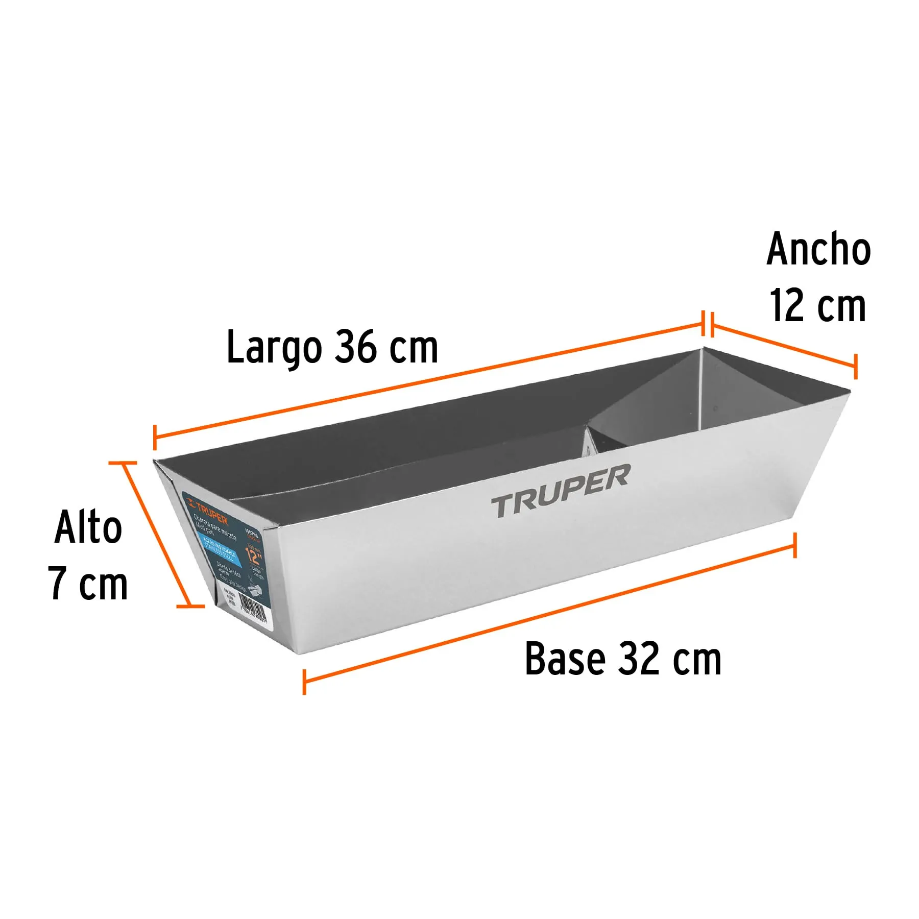 Charola para mezcla Truper Acero inoxidable Largo 36 cm