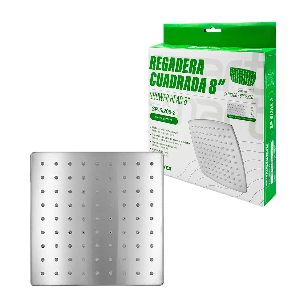 Regadera cuadrada Solvex 8 "