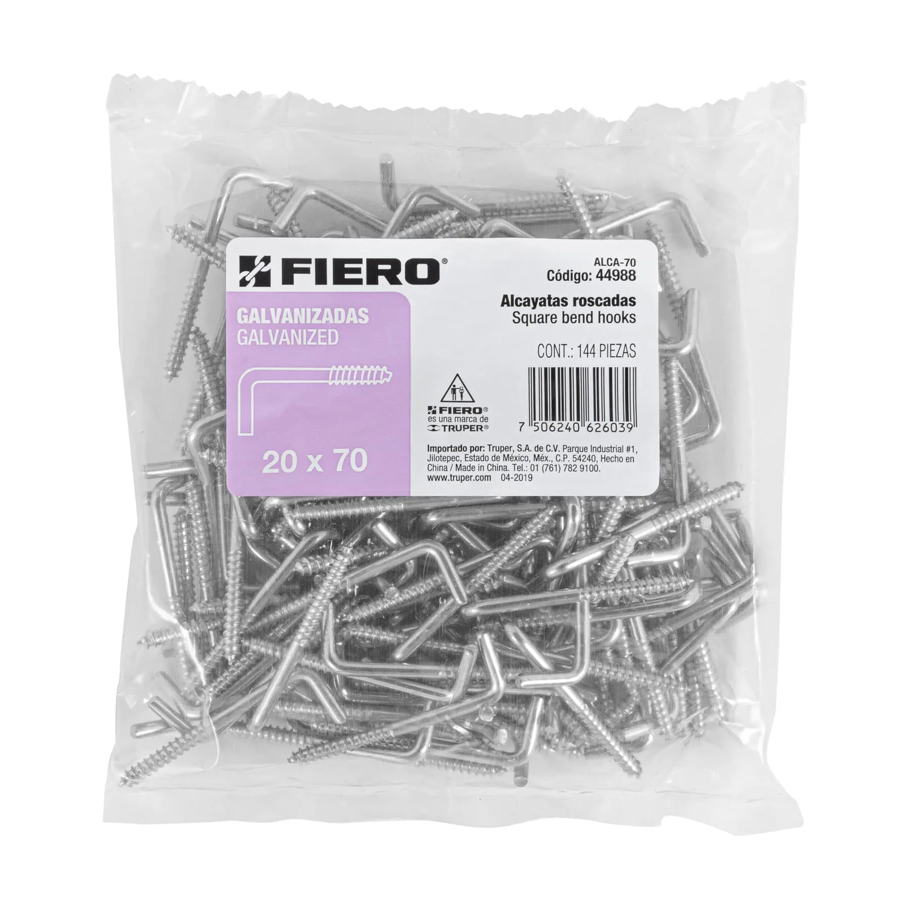 Alcayata 20 x 70 Fiero Por bolsa (144 pz)