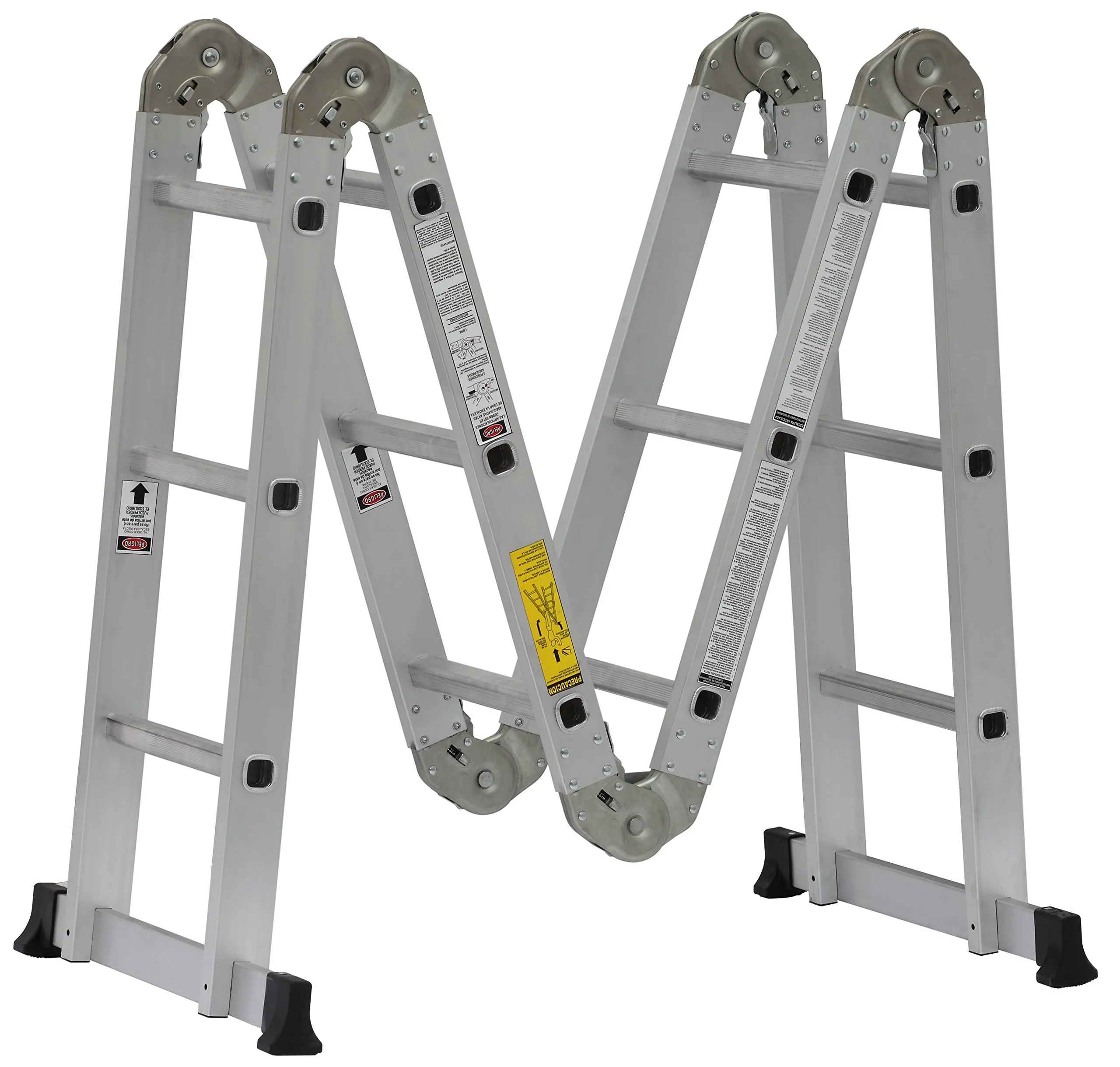Escalera 3.66 m 150 kg (uso comercial) Cuprum Aluminio 13 peldaños Articulada (Multi-formas)