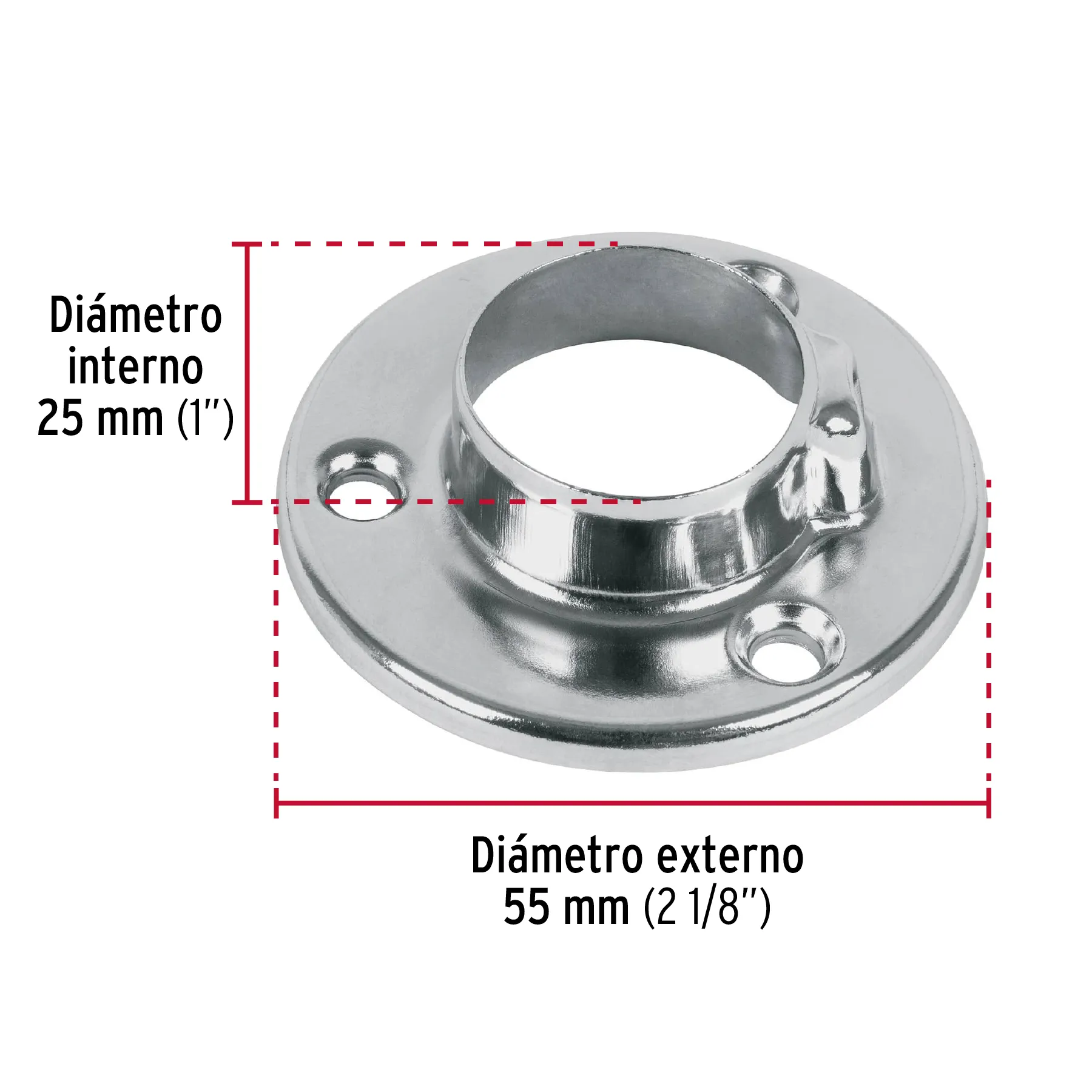Brida para tubo de closet Cromo brillante Hermex 1 "