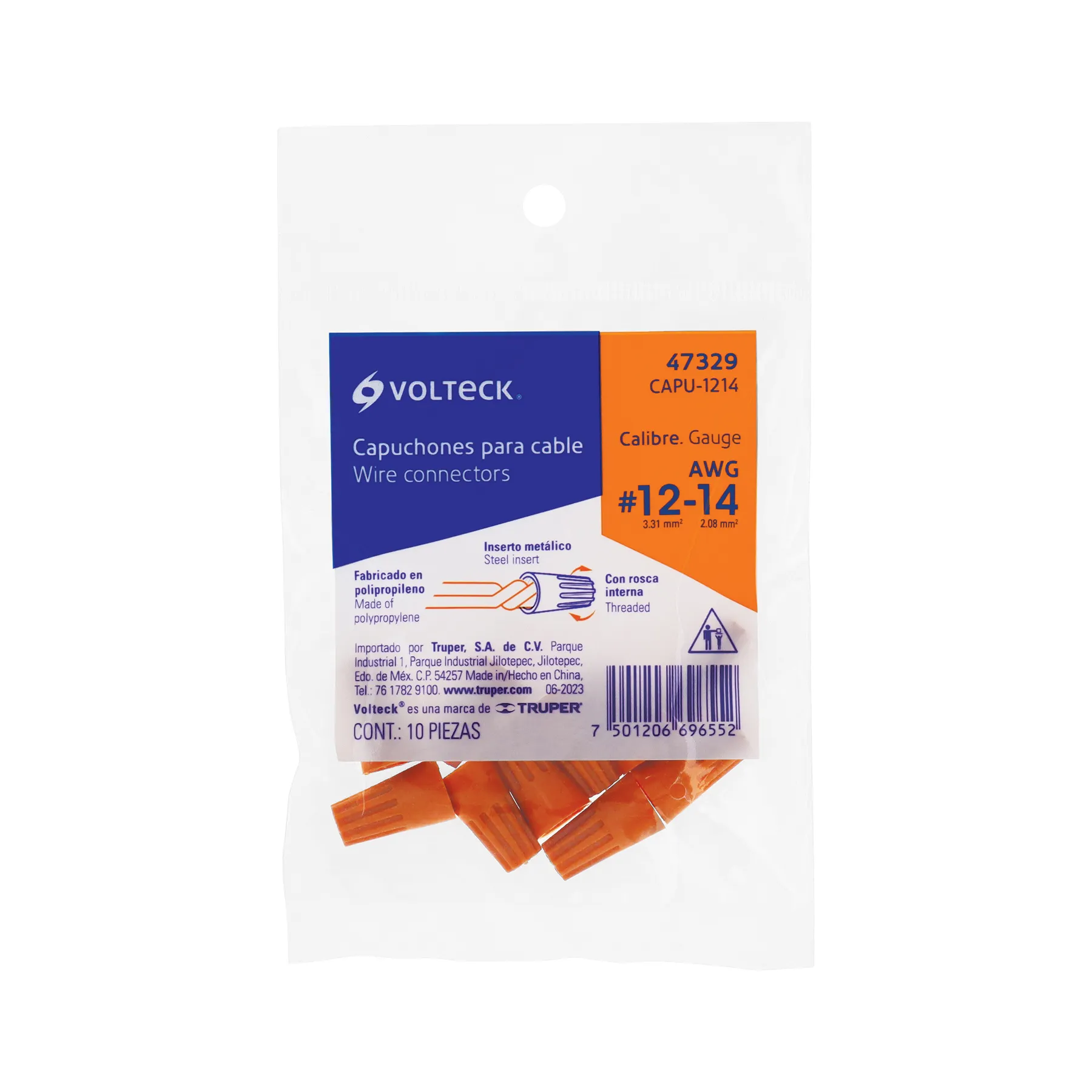 Capuchones para empalme de cable (Naranja 14-12 AWG) Volteck