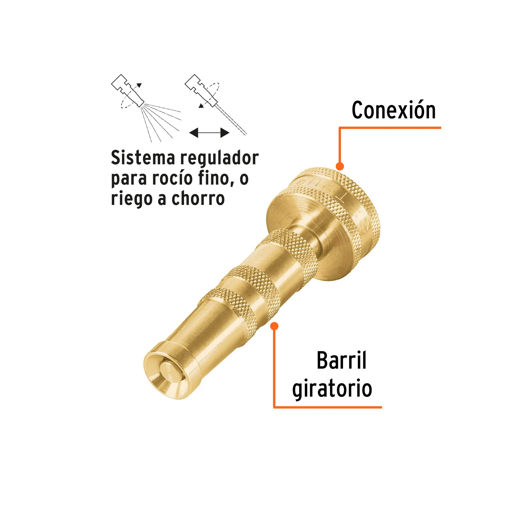 Chiflon para manguera 3 1/2" Truper De laton maquinado