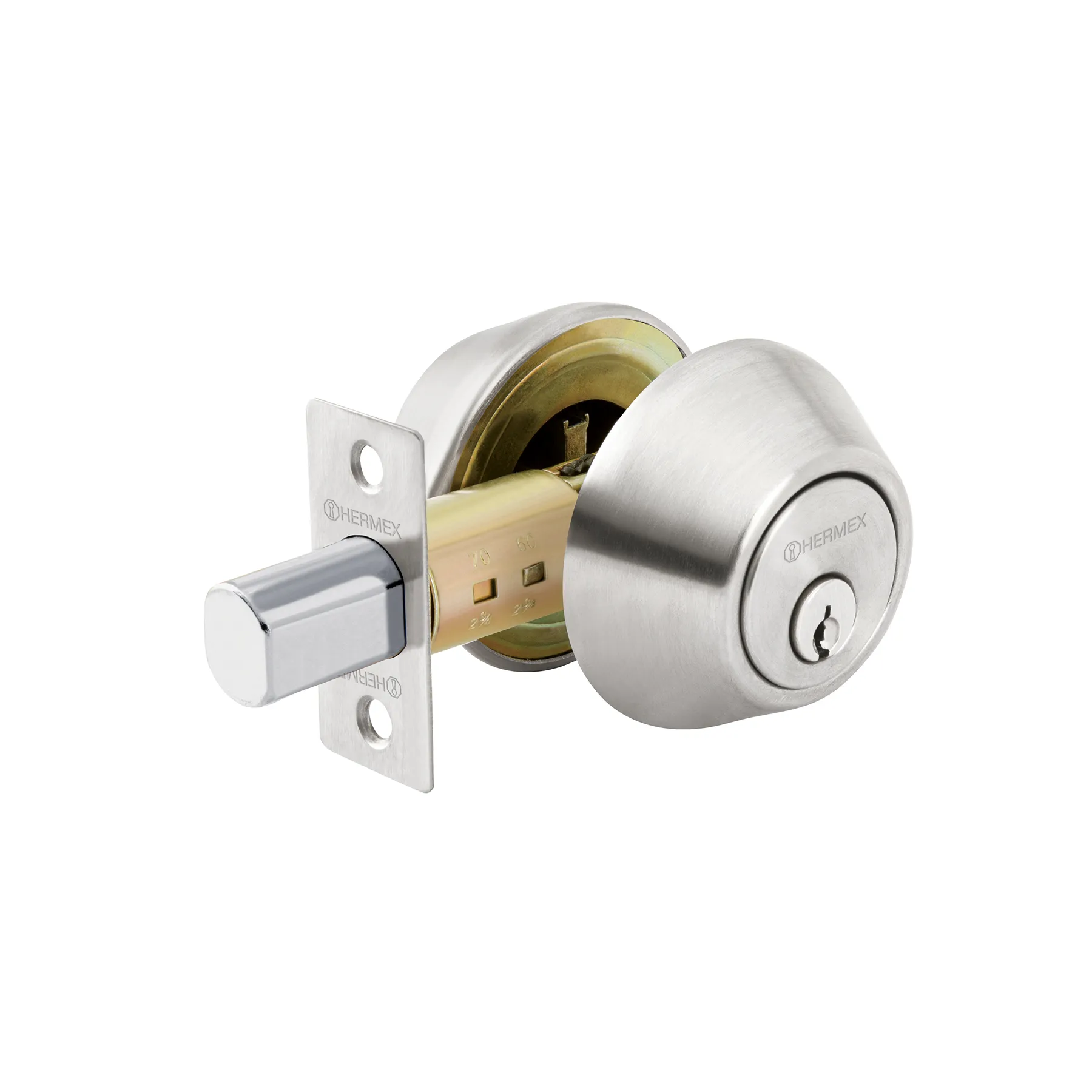 Cerradura de cerrojo Cromo mate Hermex (Basic) Llave tradicional
