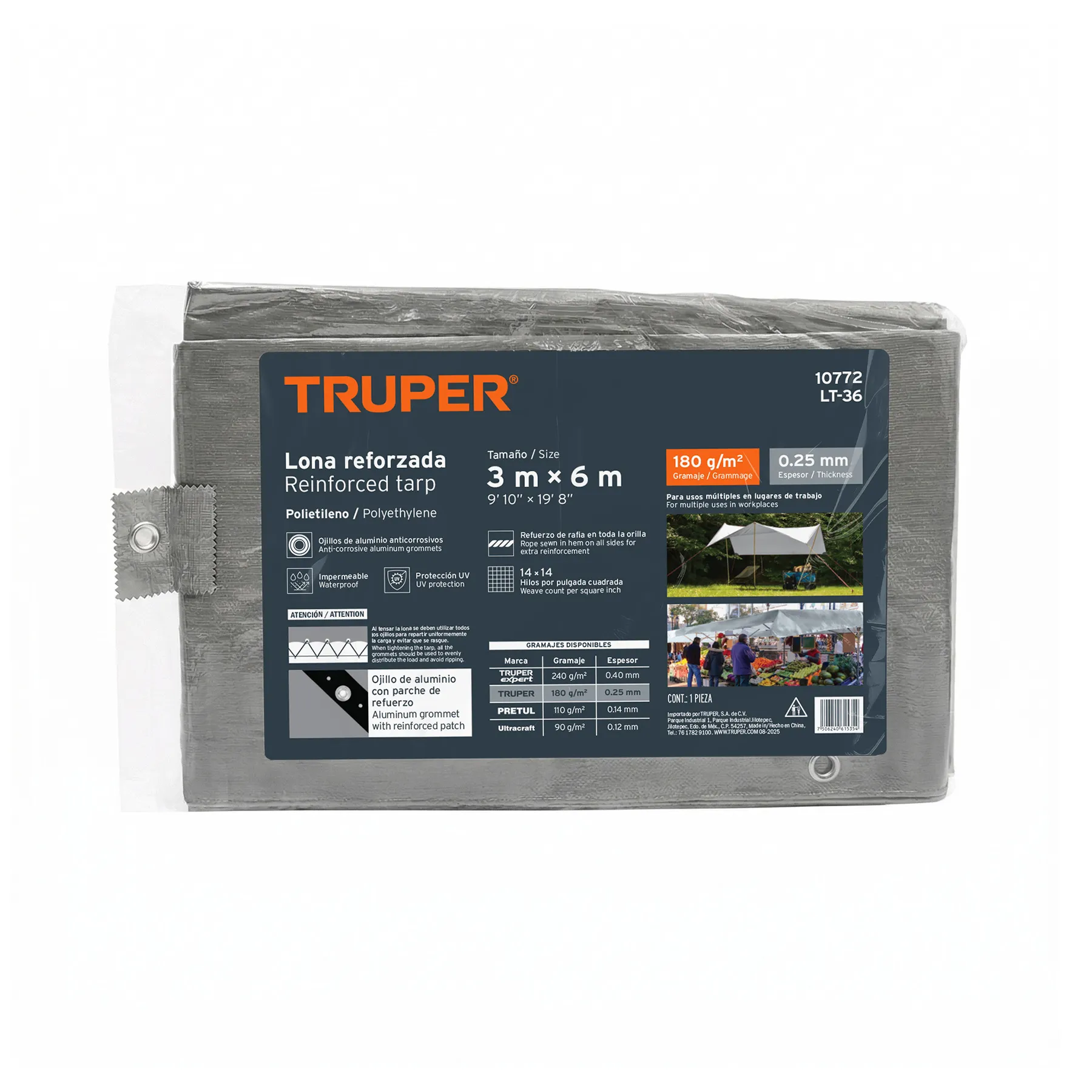 Lona 3 m Gris 6 m Truper