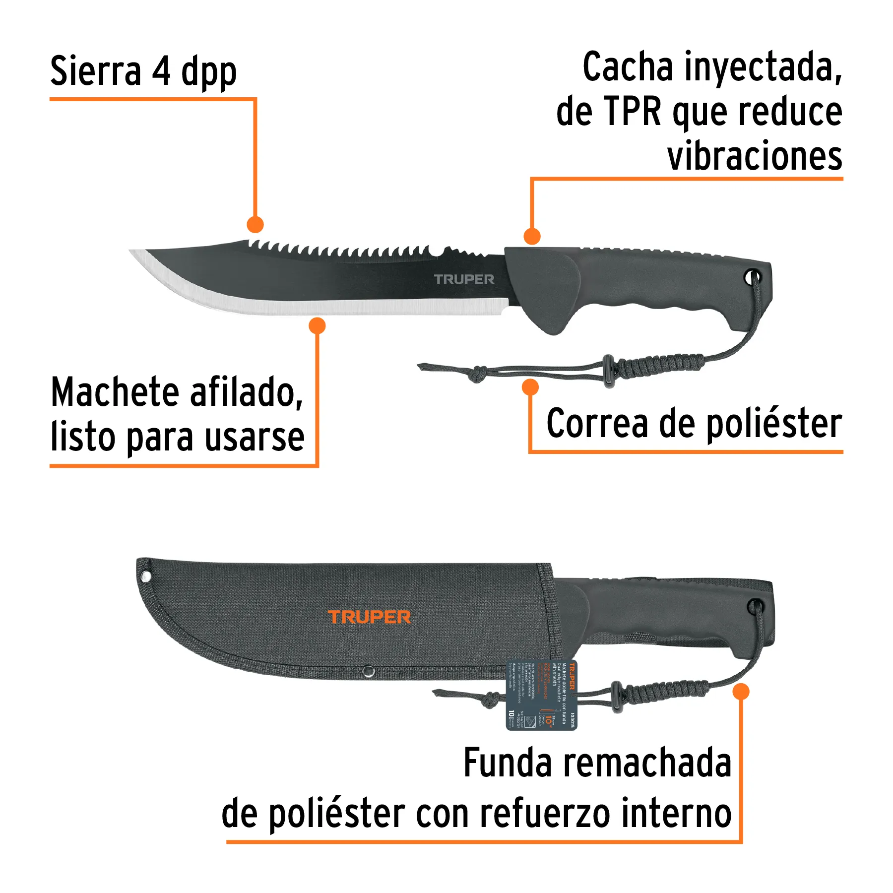 Machete 10 " Truper Doble filo